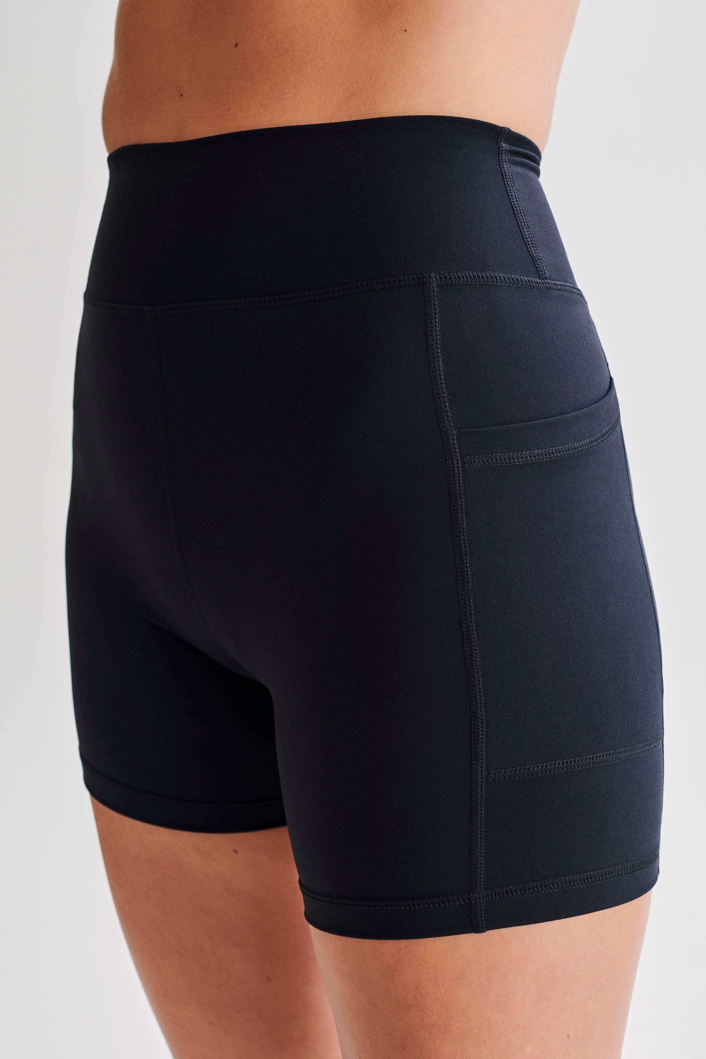 High-Rise Bike Shorts with Pocket for Gym & Casual | Martina Black
