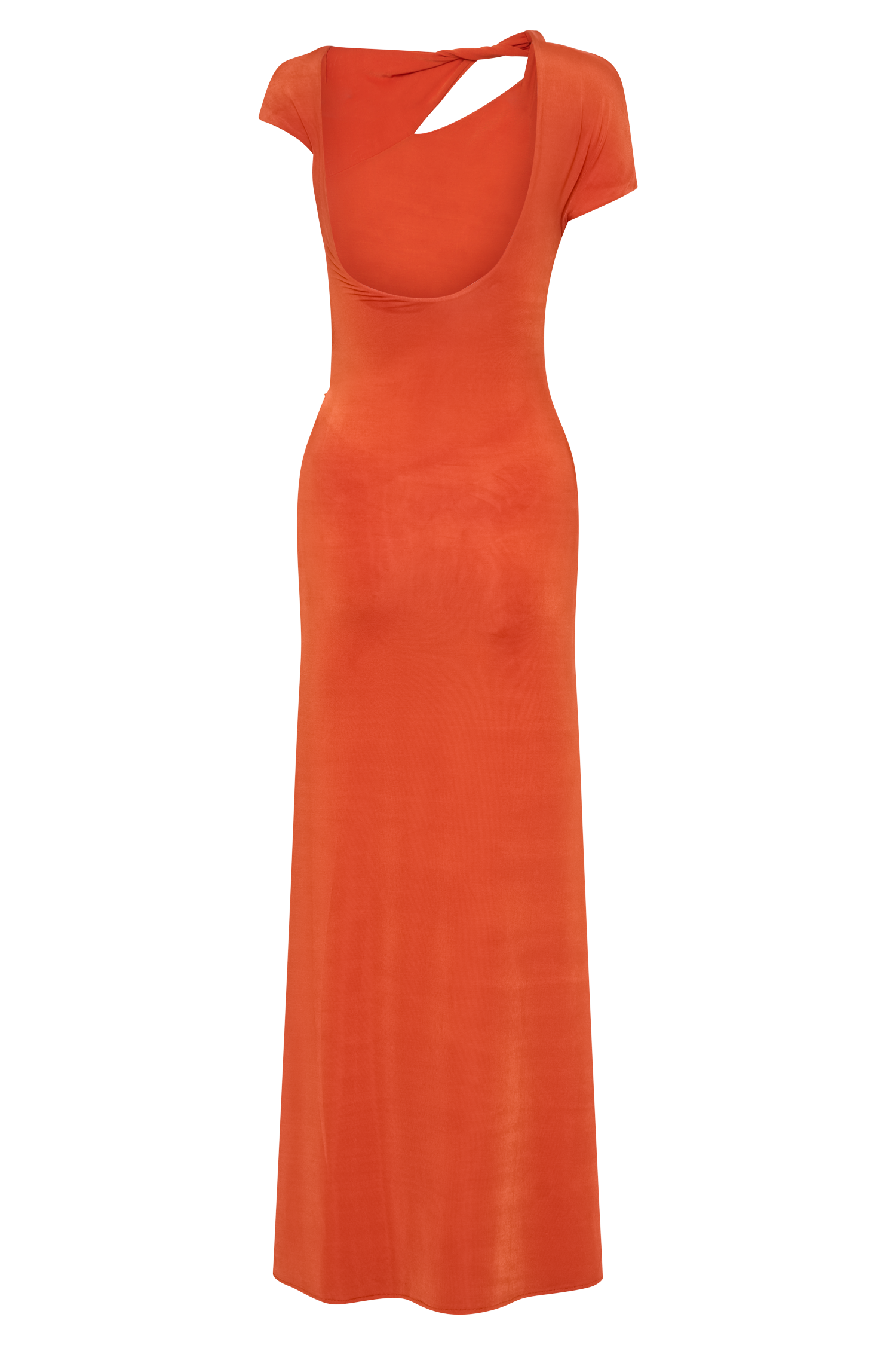 Slinky Maxi Dress with Asymmetrical Neckline & Hardware Detail | Kaida