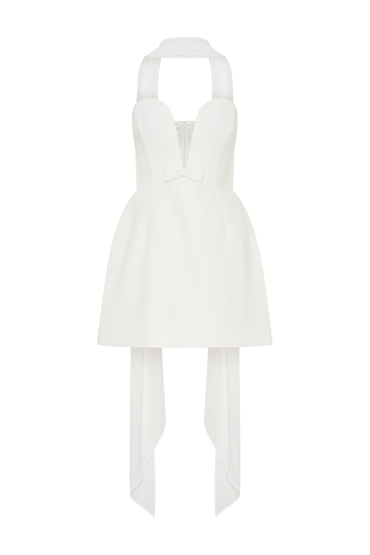 Strapless Mini Dress with Plunge Neckline & Bow Detail | Orellia Ivory