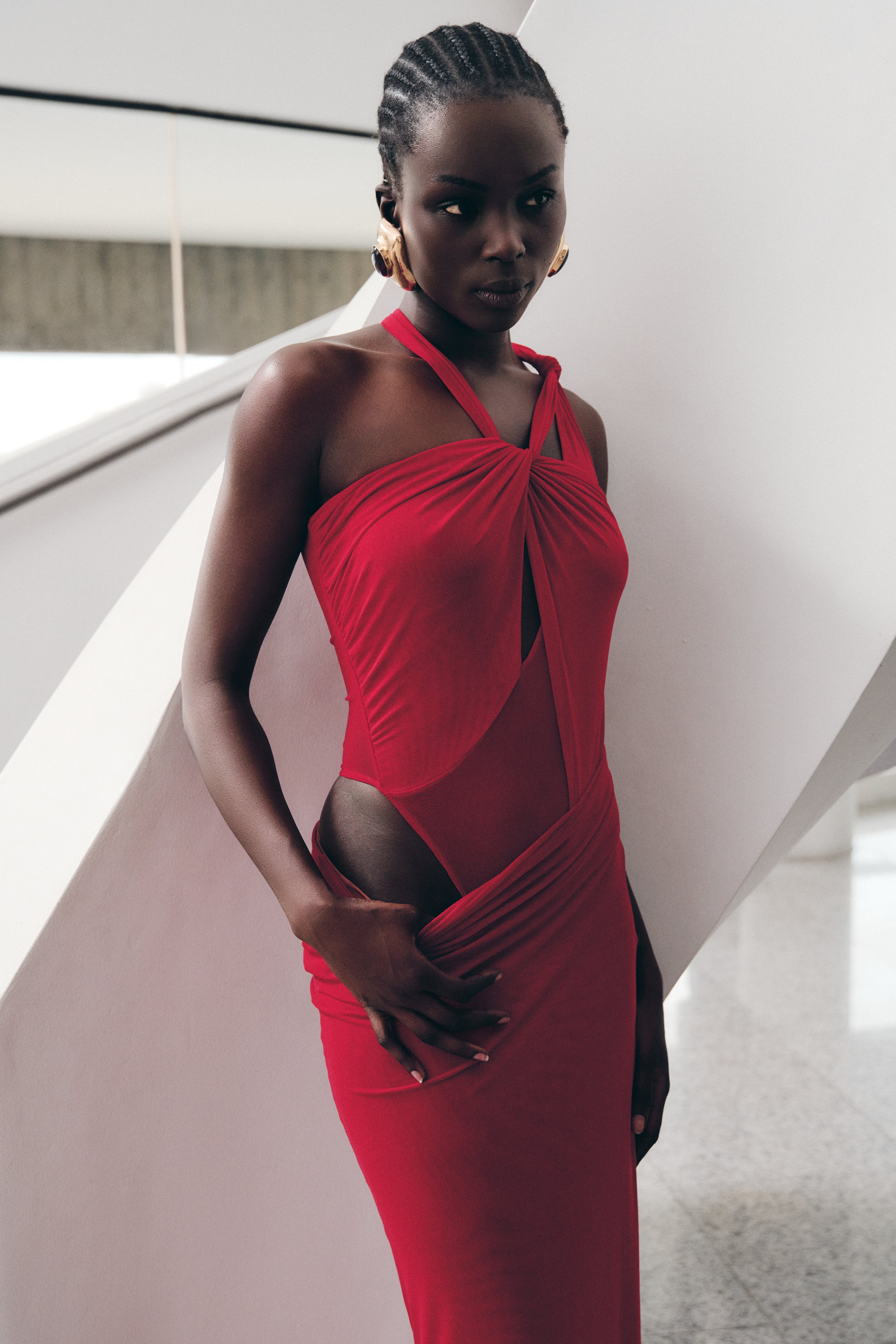 Knotted Mesh Maxi Dress with Sculptural Silhouette | Edwina