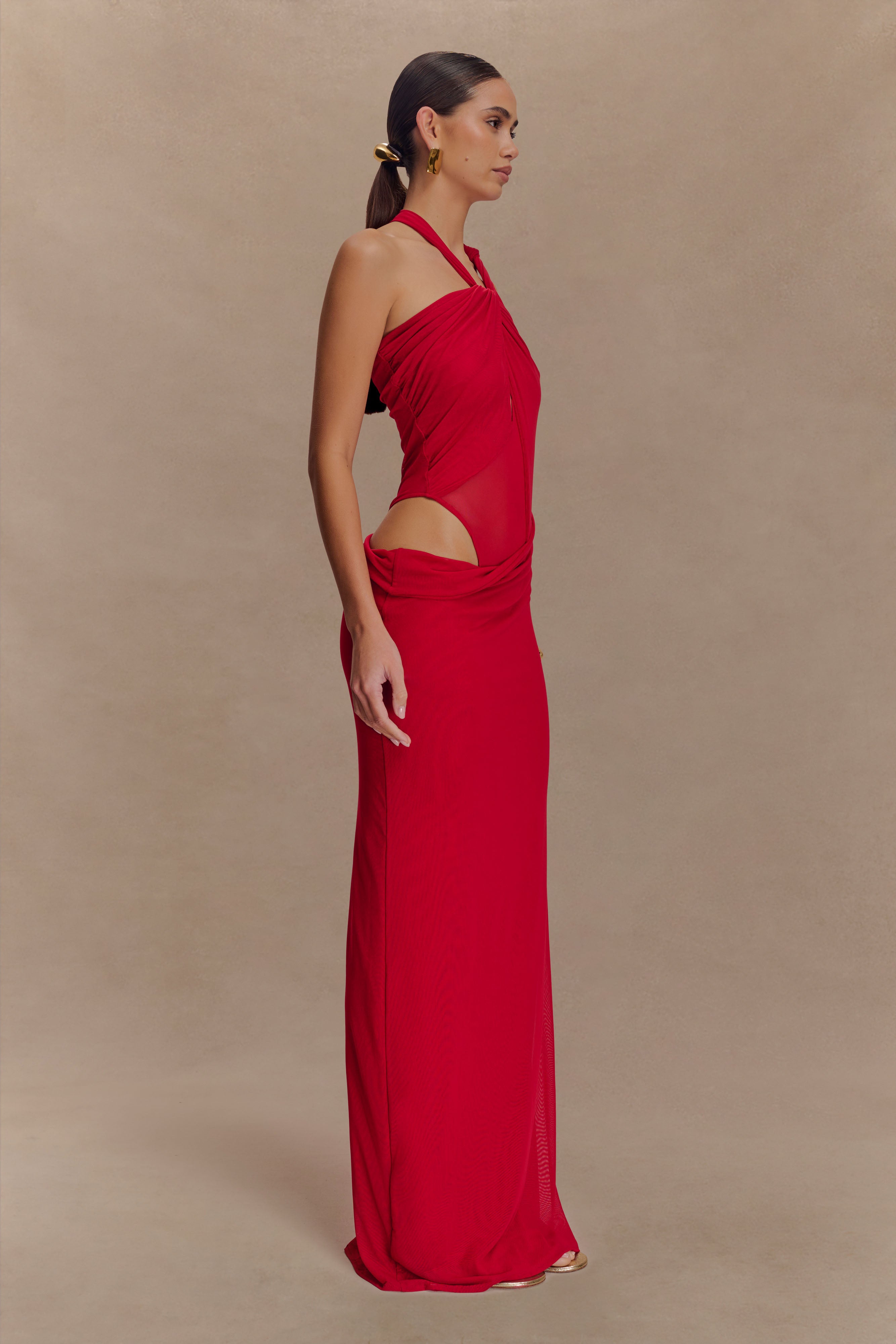 Knotted Mesh Maxi Dress with Sculptural Silhouette | Edwina