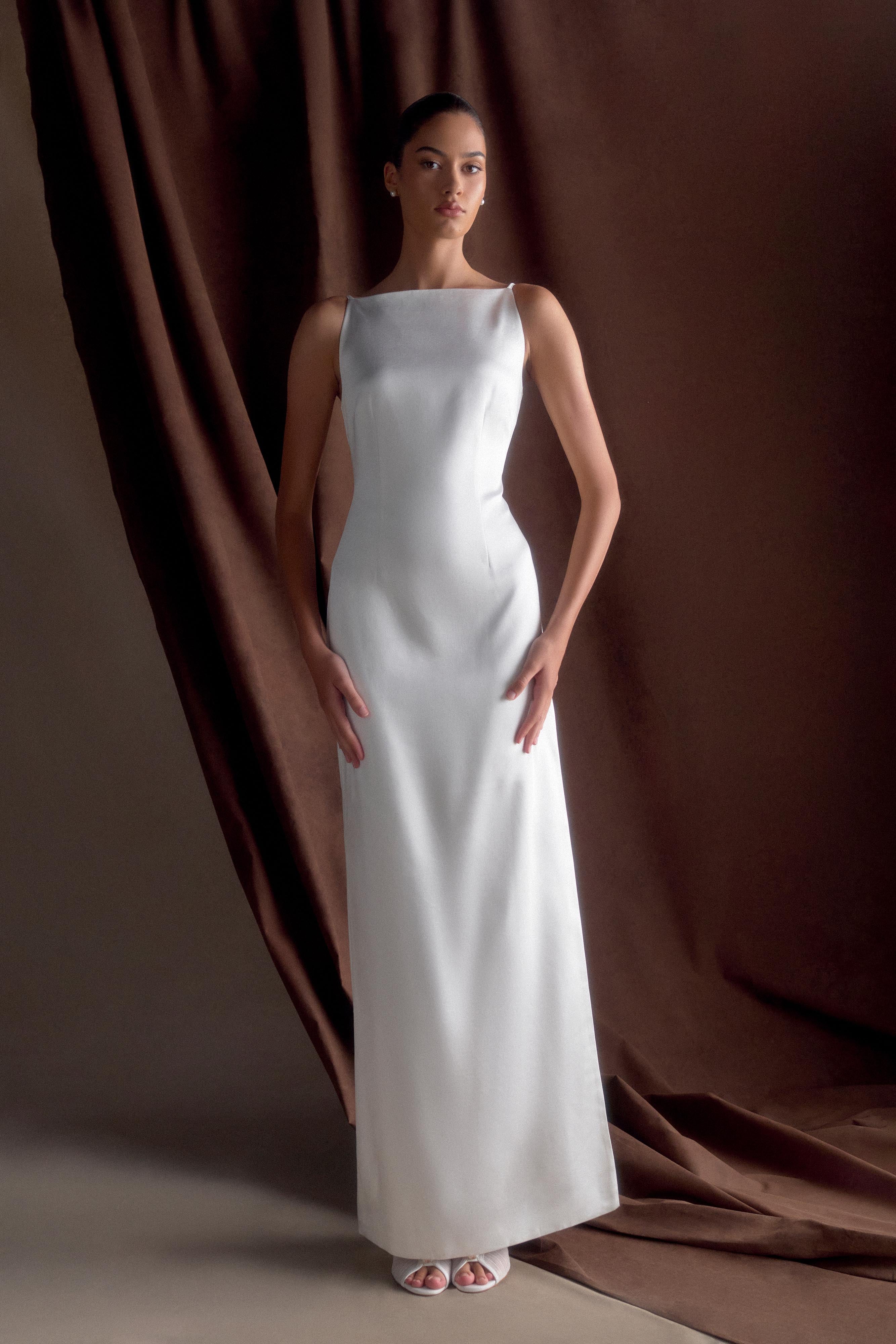 Satin Maxi Dress with Side Slit for Formal Occasions | Violet