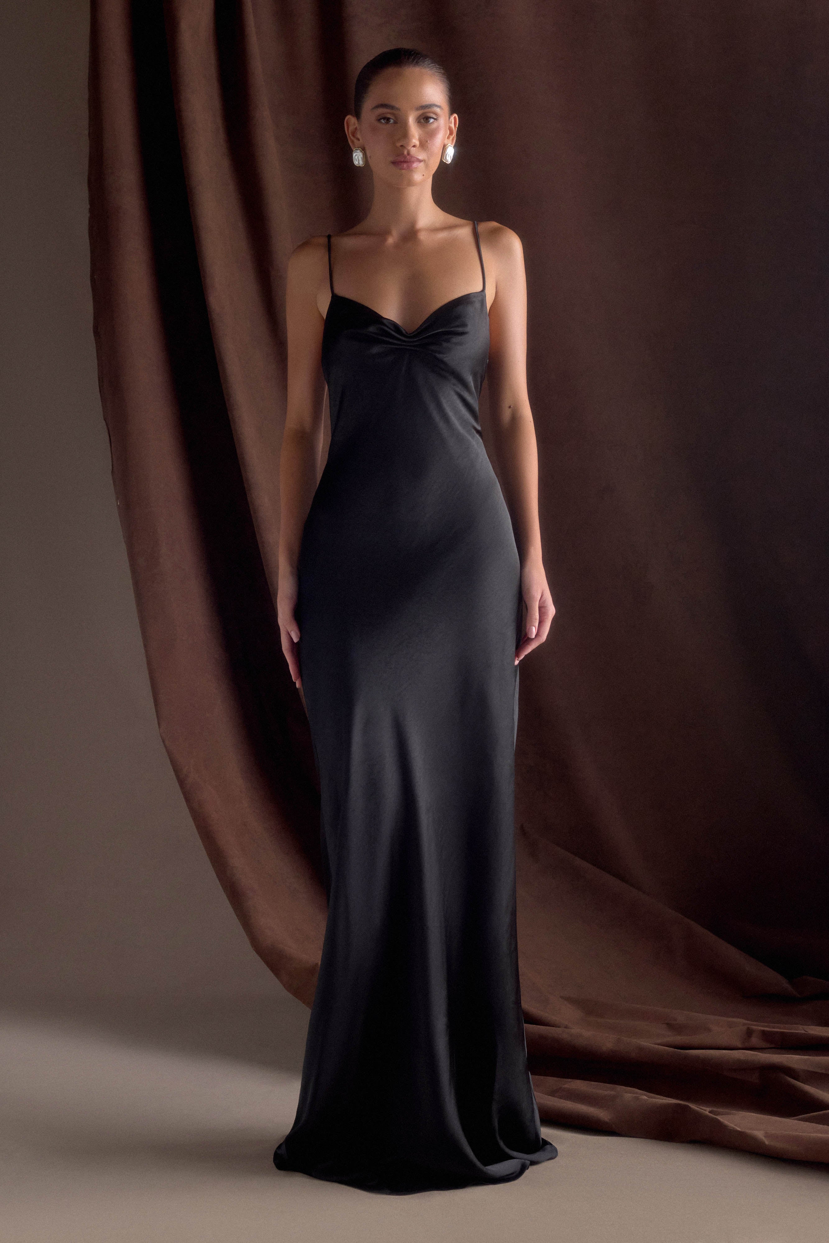 Sweetheart Neckline Satin Maxi Dress for Weddings & Evening Events | Lilly