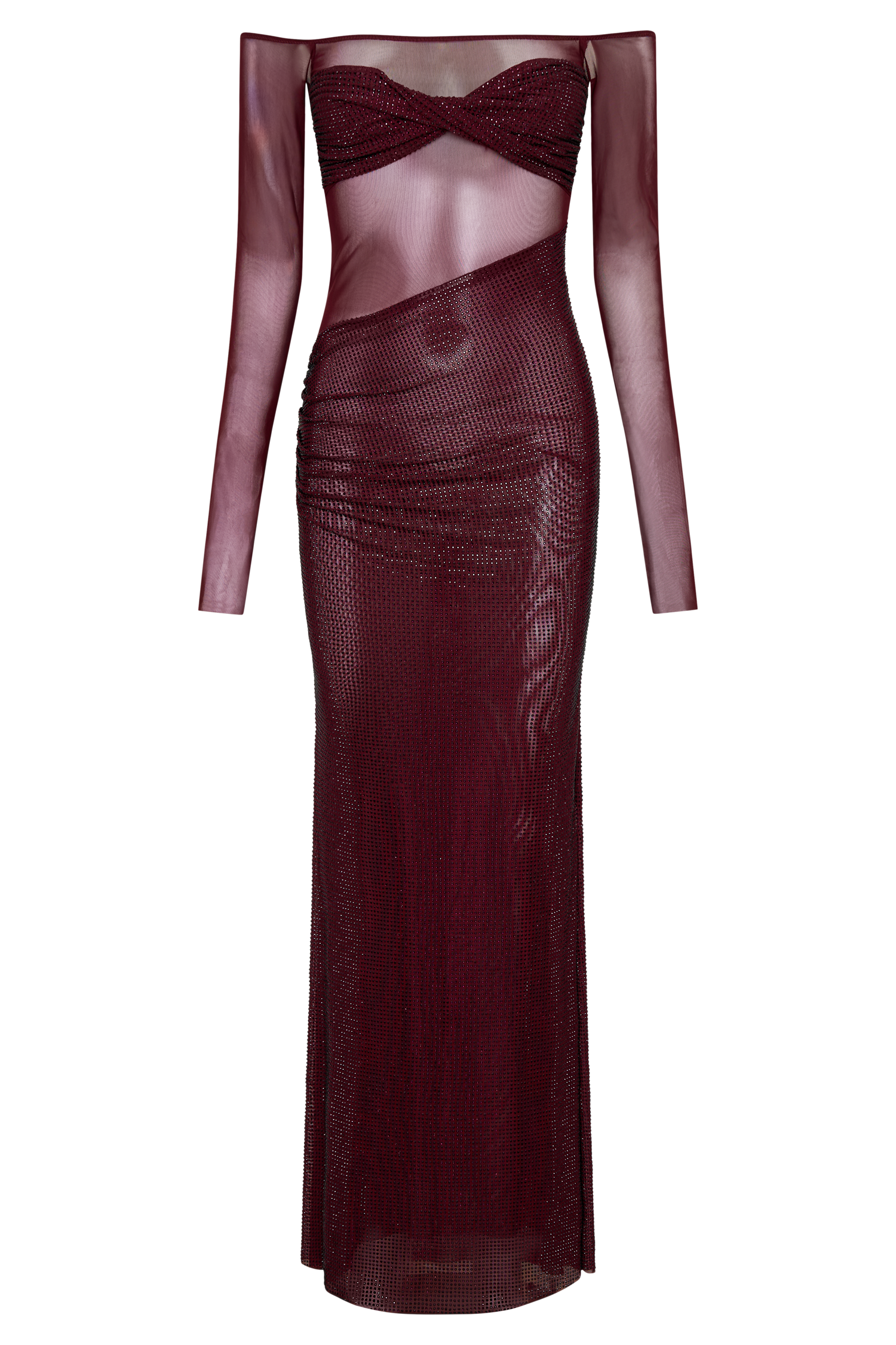 Off Shoulder Maxi Dress with Diamante Detail | Nash Diamante