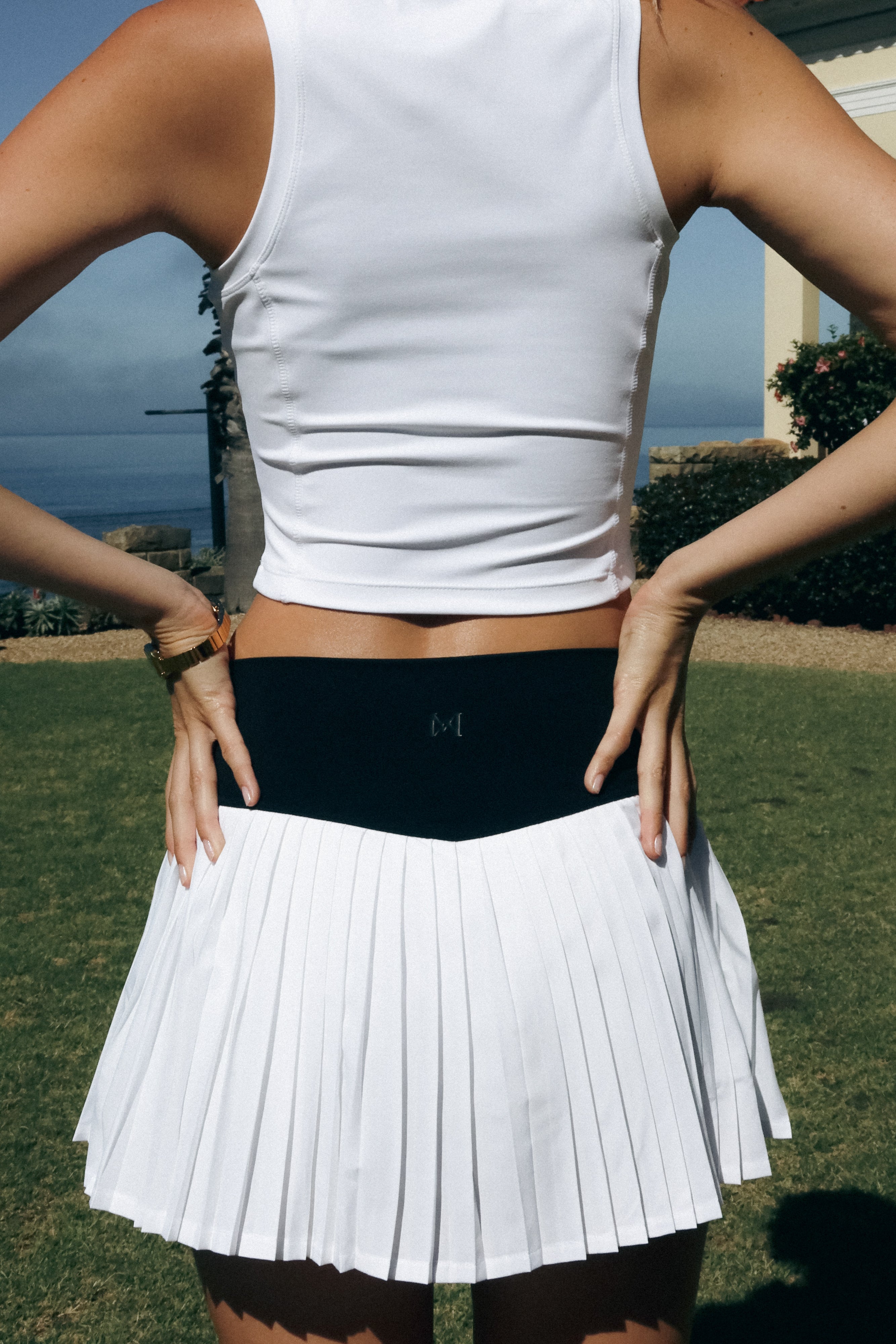High-Waisted Pleated Mini Skirt for Active Wear | Denver Black/White