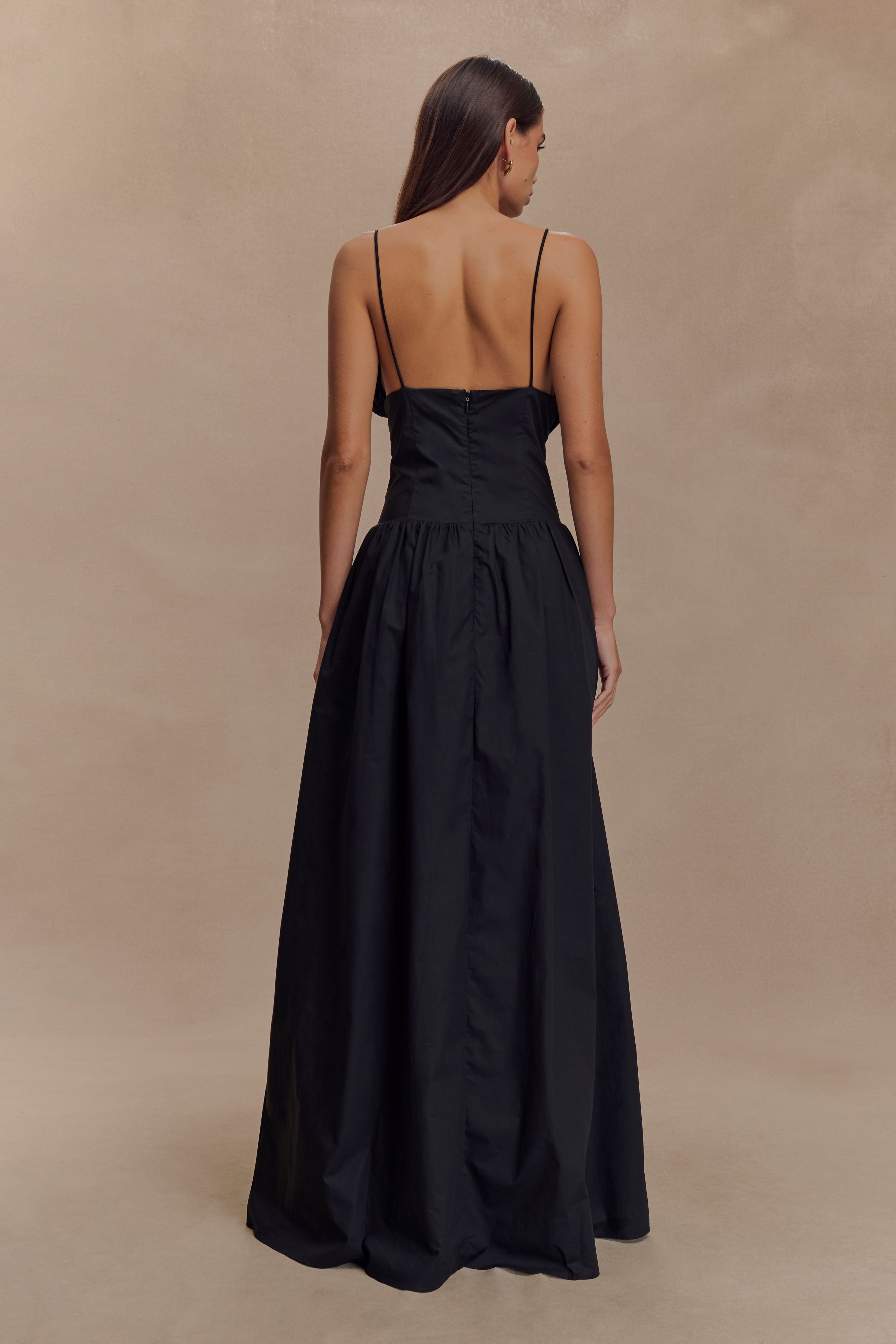Frill Maxi Dress with Spaghetti Straps & Fitted Bodice | Janis