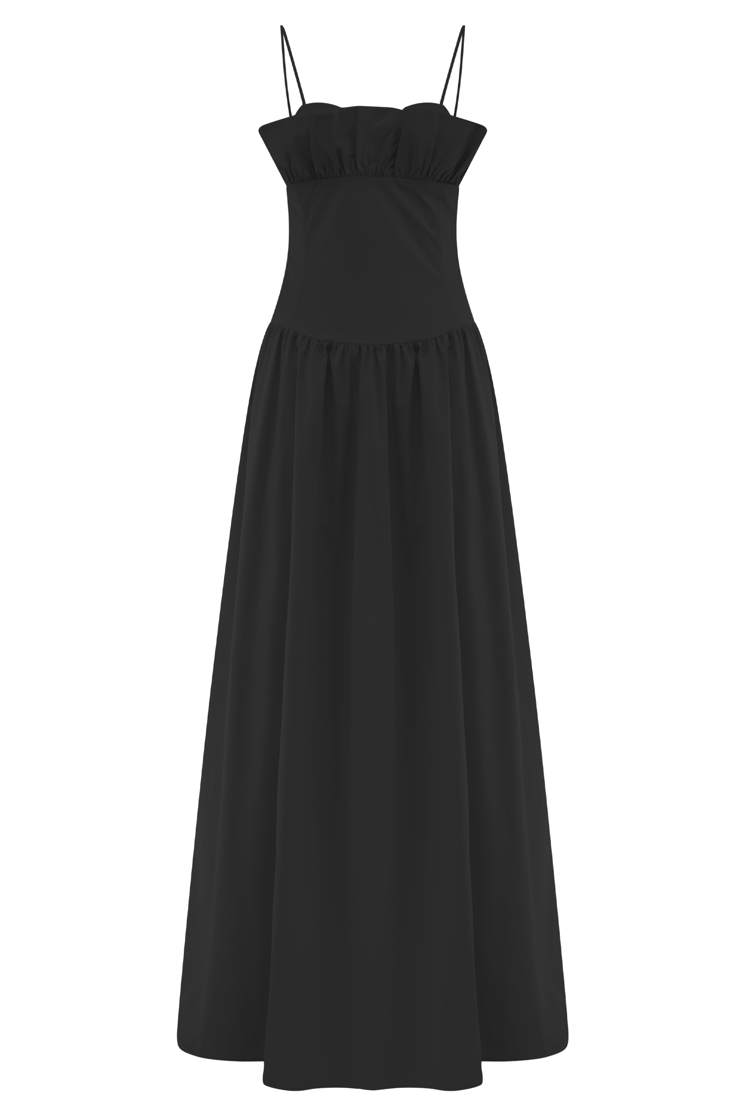 Frill Maxi Dress with Spaghetti Straps & Fitted Bodice | Janis