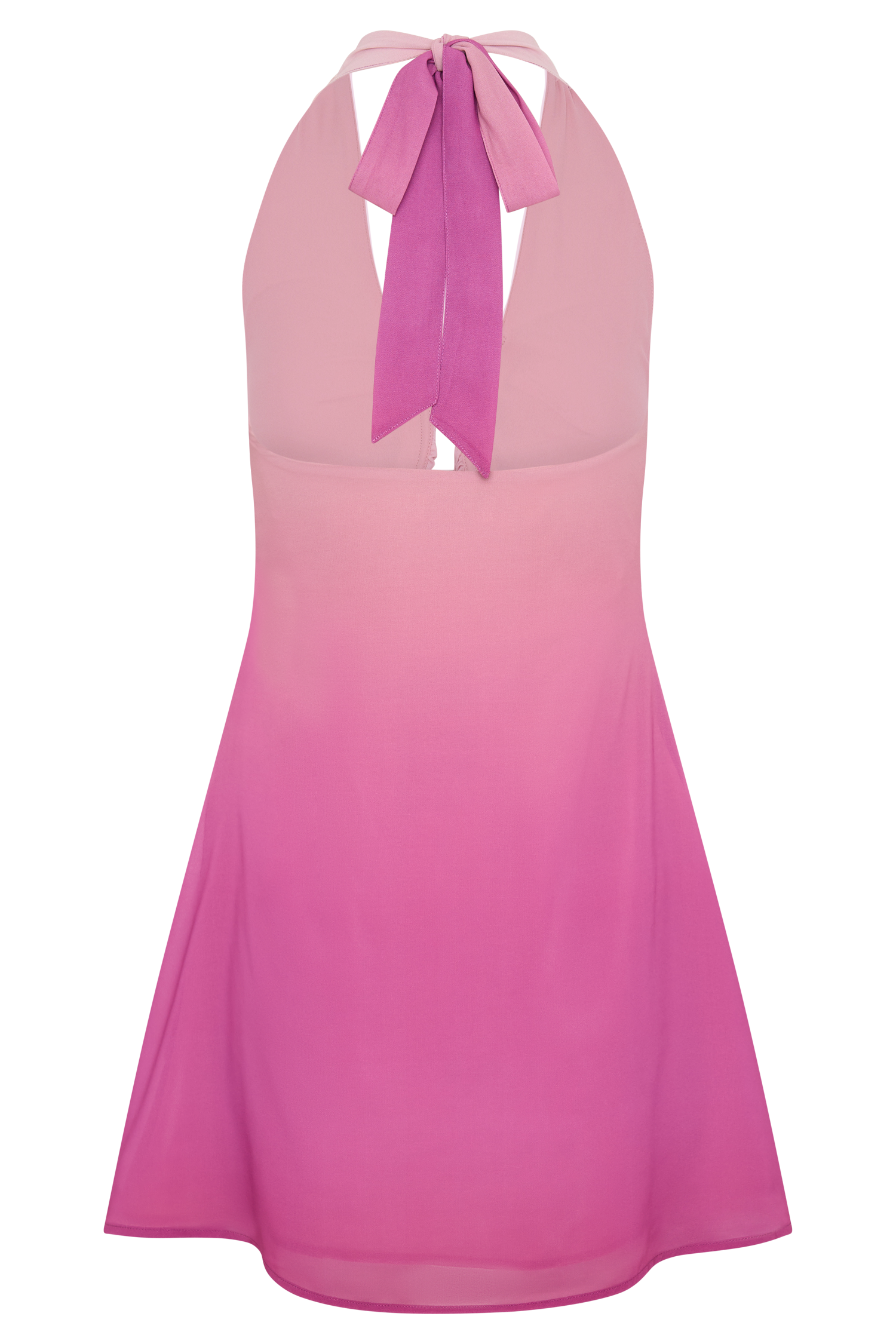 Chiffon Halter Mini Dress with Plunging Neckline | Malakhai Pink