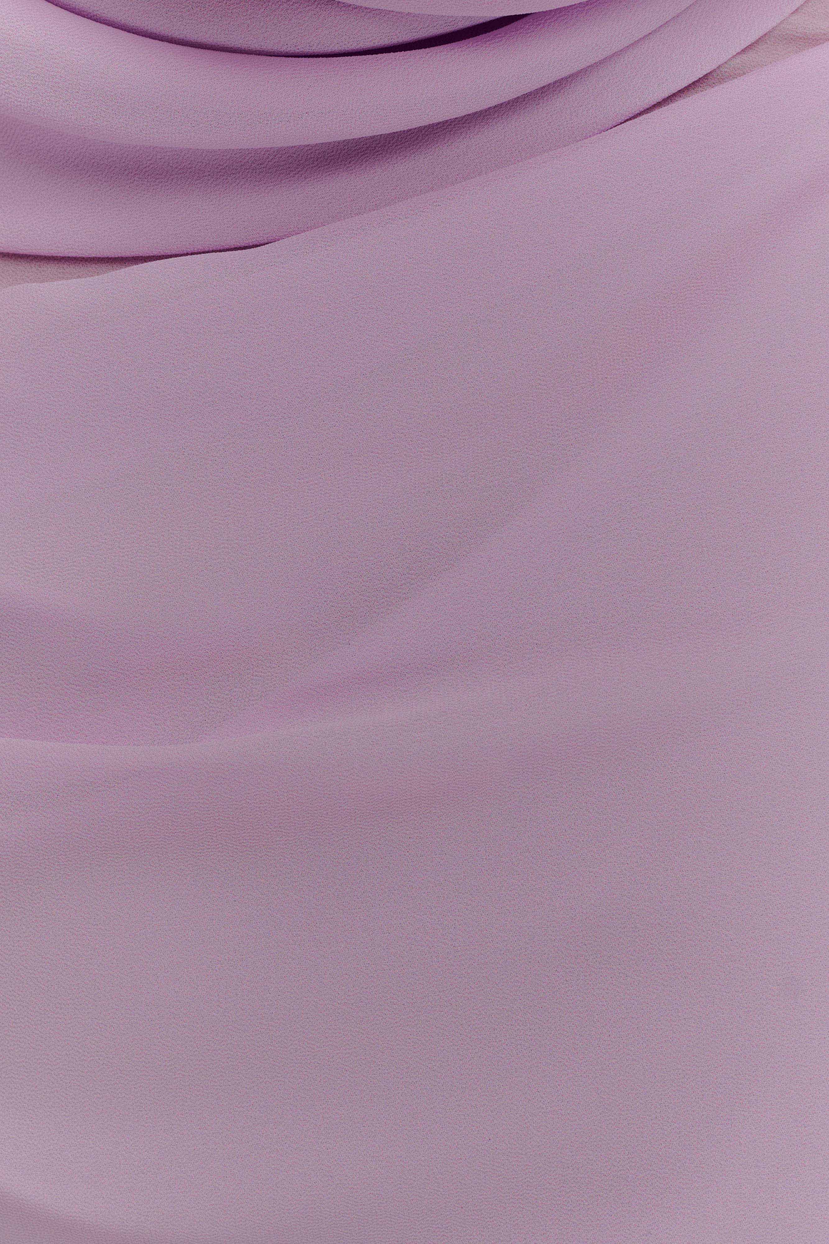 Chiffon Maxi Dress with Draped Back & Cowl Neck | Daria Lilac