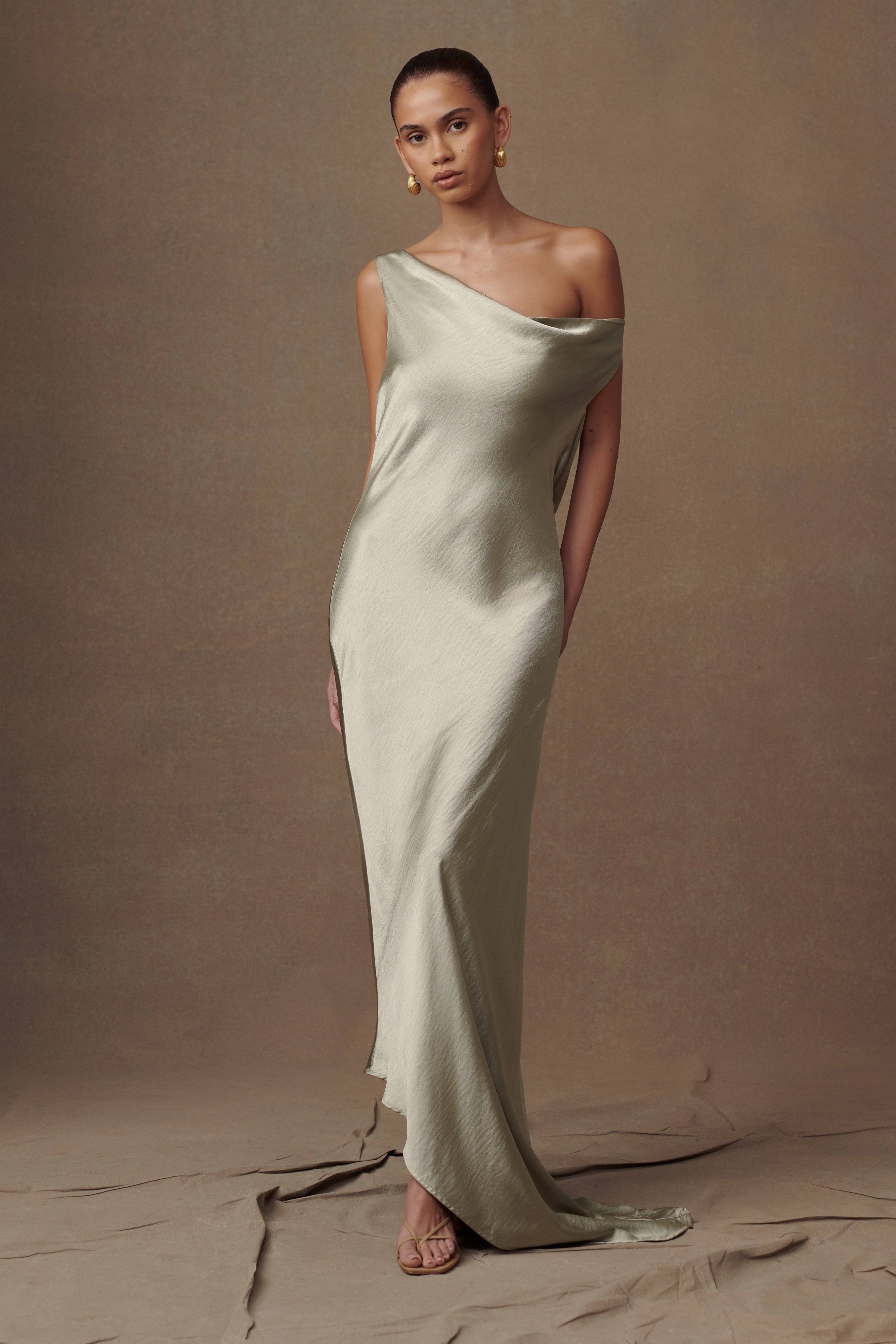 Asymmetrical Hem Slip Maxi Dress with Open Back | Yvette