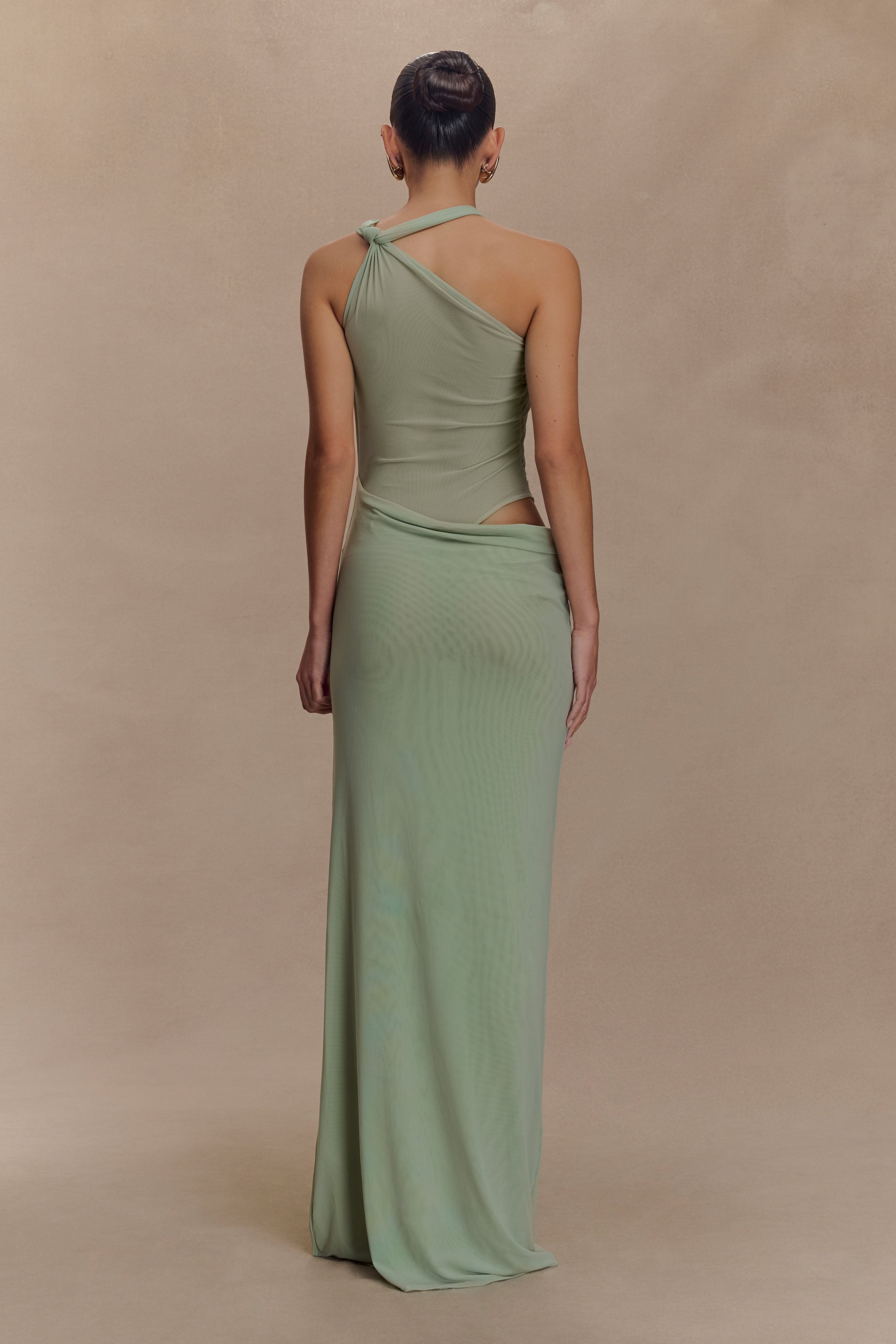 Knotted Mesh Maxi Dress with Sculptural Silhouette | Edwina