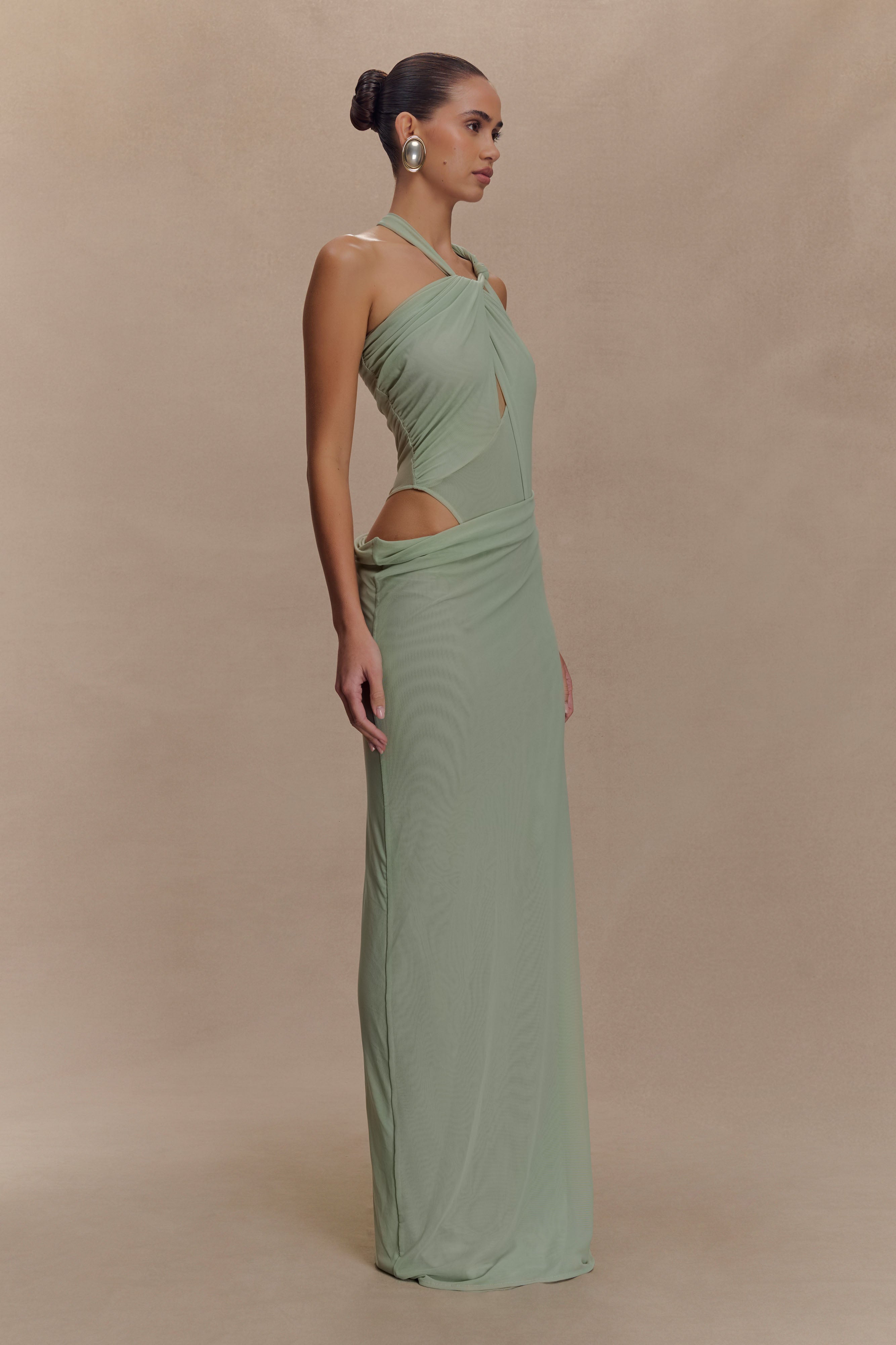 Knotted Mesh Maxi Dress with Sculptural Silhouette | Edwina