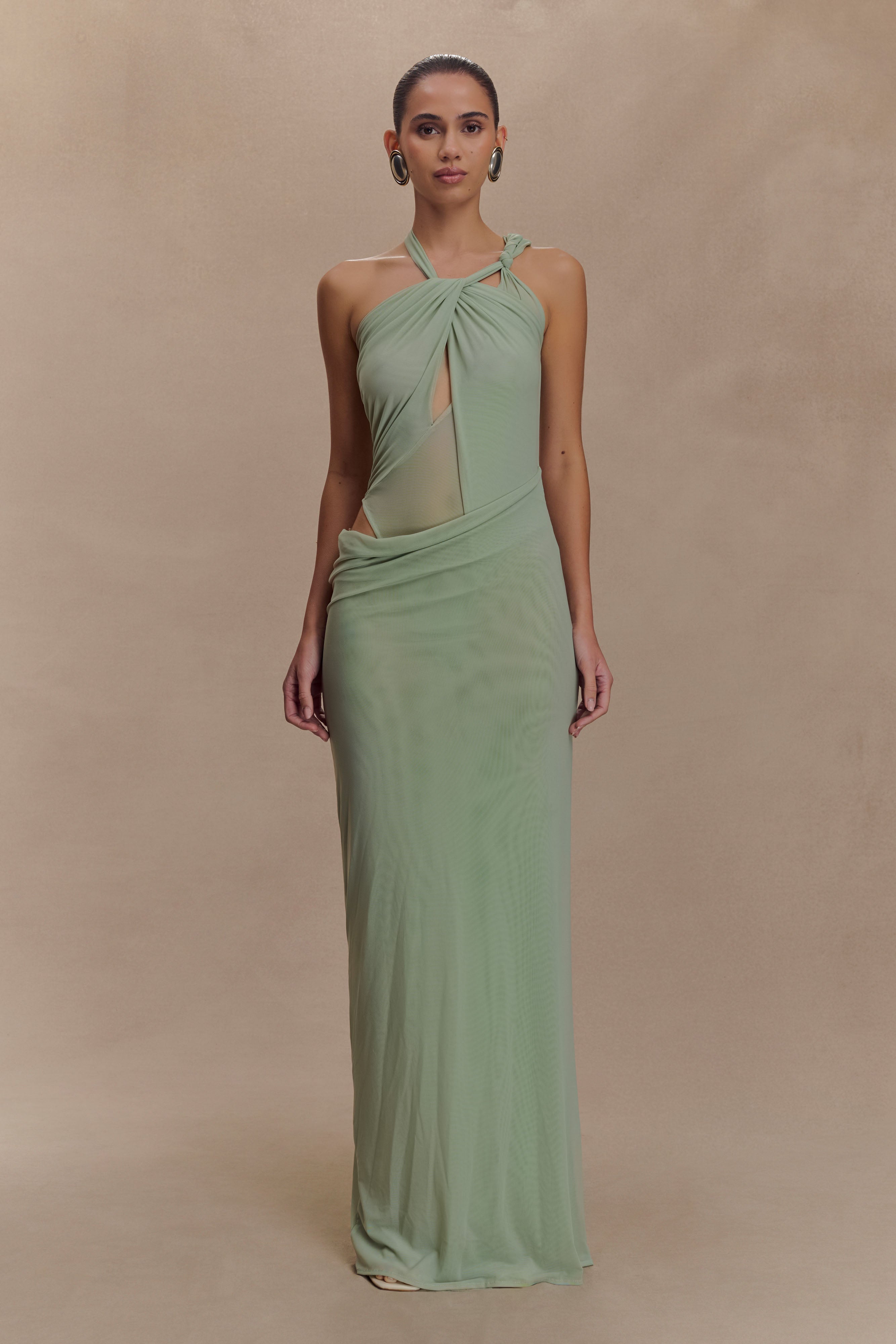 Knotted Mesh Maxi Dress with Sculptural Silhouette | Edwina