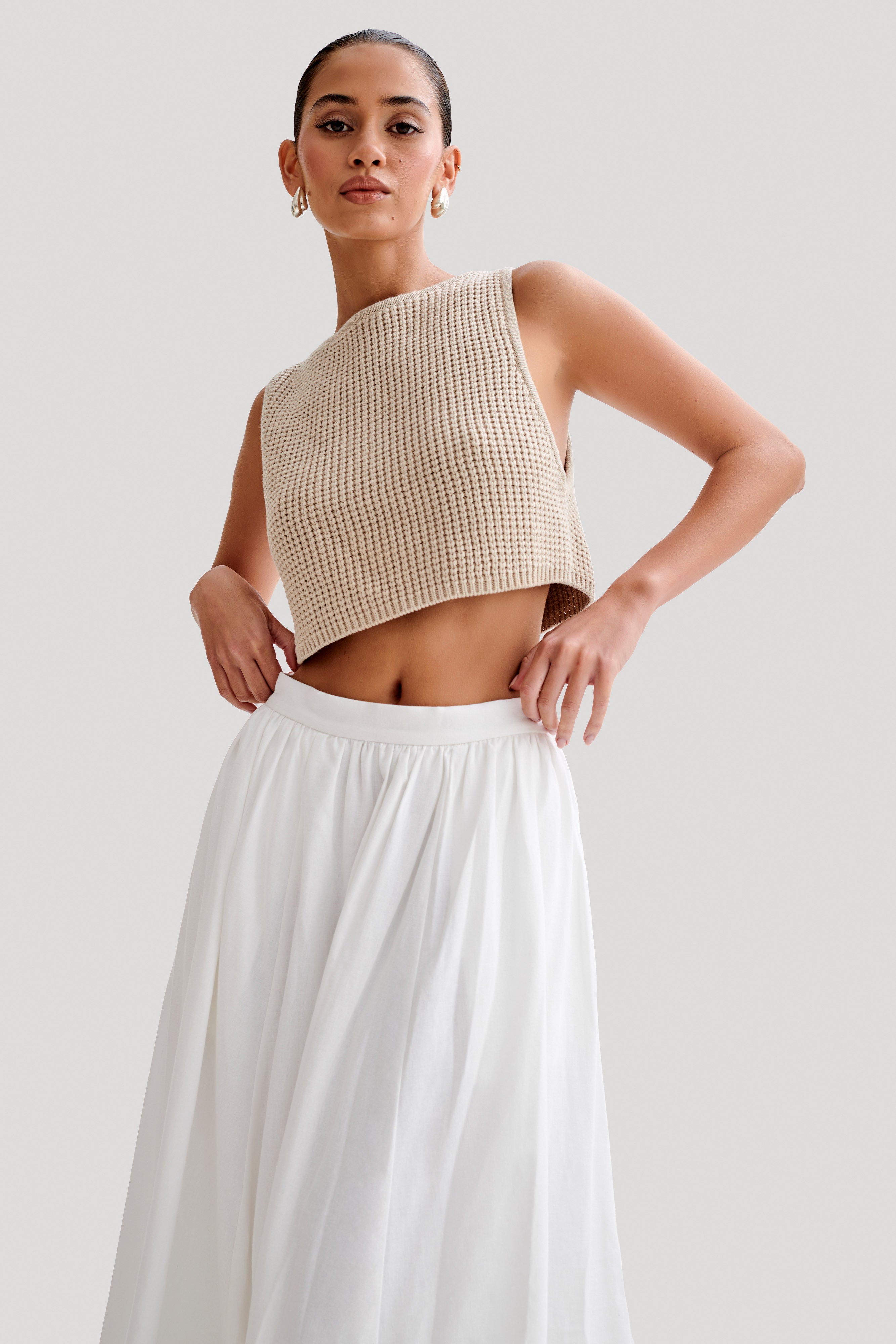 Boatneck Sleeveless Crop Top for Women | Gianni Knit Top
