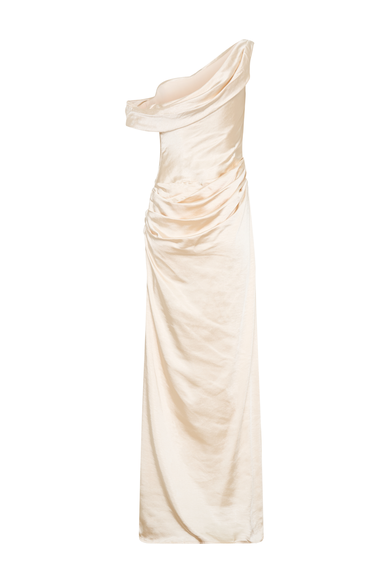 Off Shoulder Satin Maxi Dress with Boned Bodice | Dalia