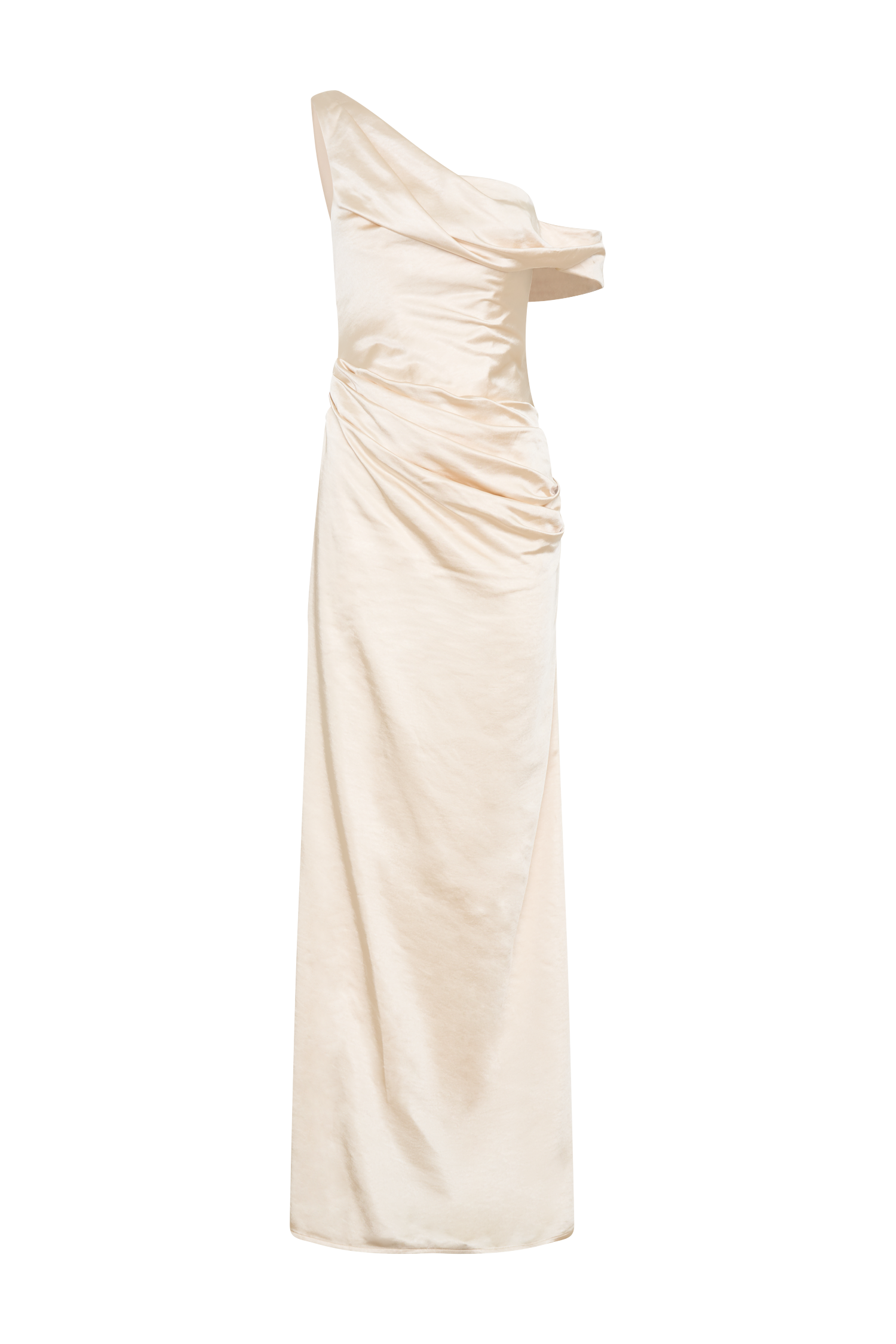 Off Shoulder Satin Maxi Dress with Boned Bodice | Dalia