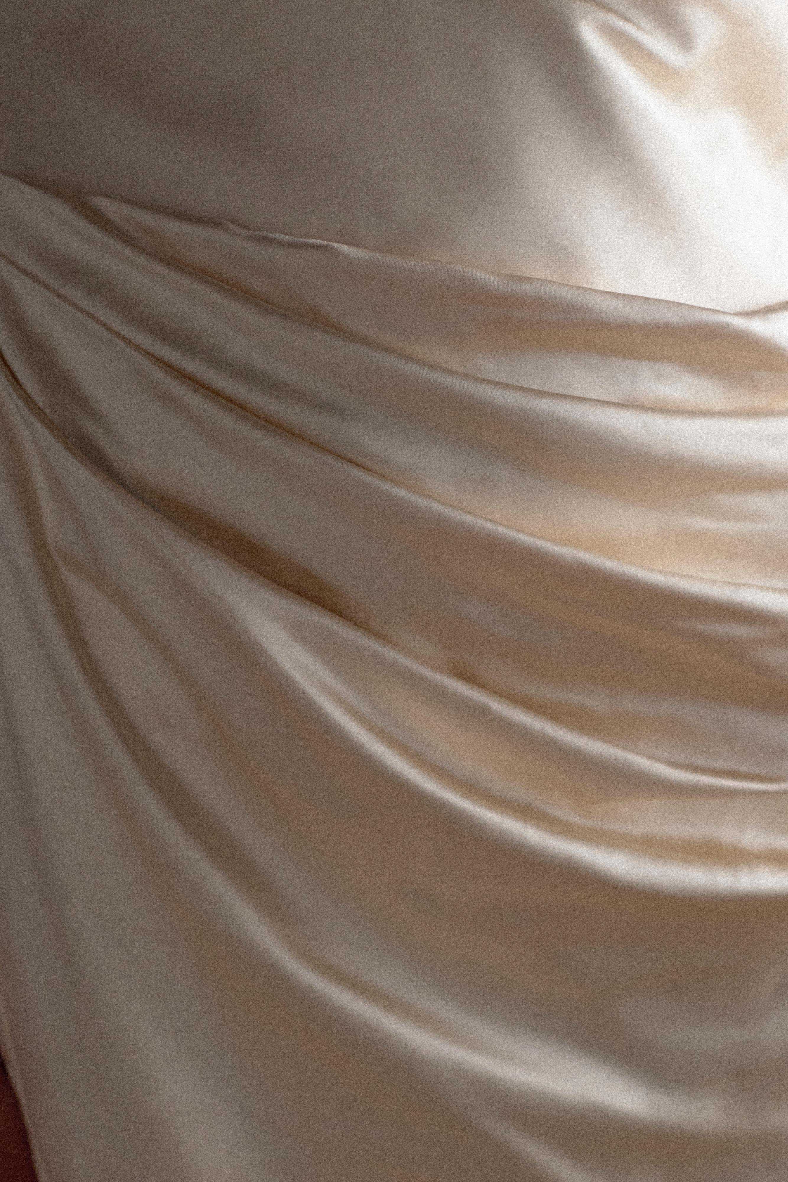 Off Shoulder Satin Maxi Dress with Boned Bodice | Dalia