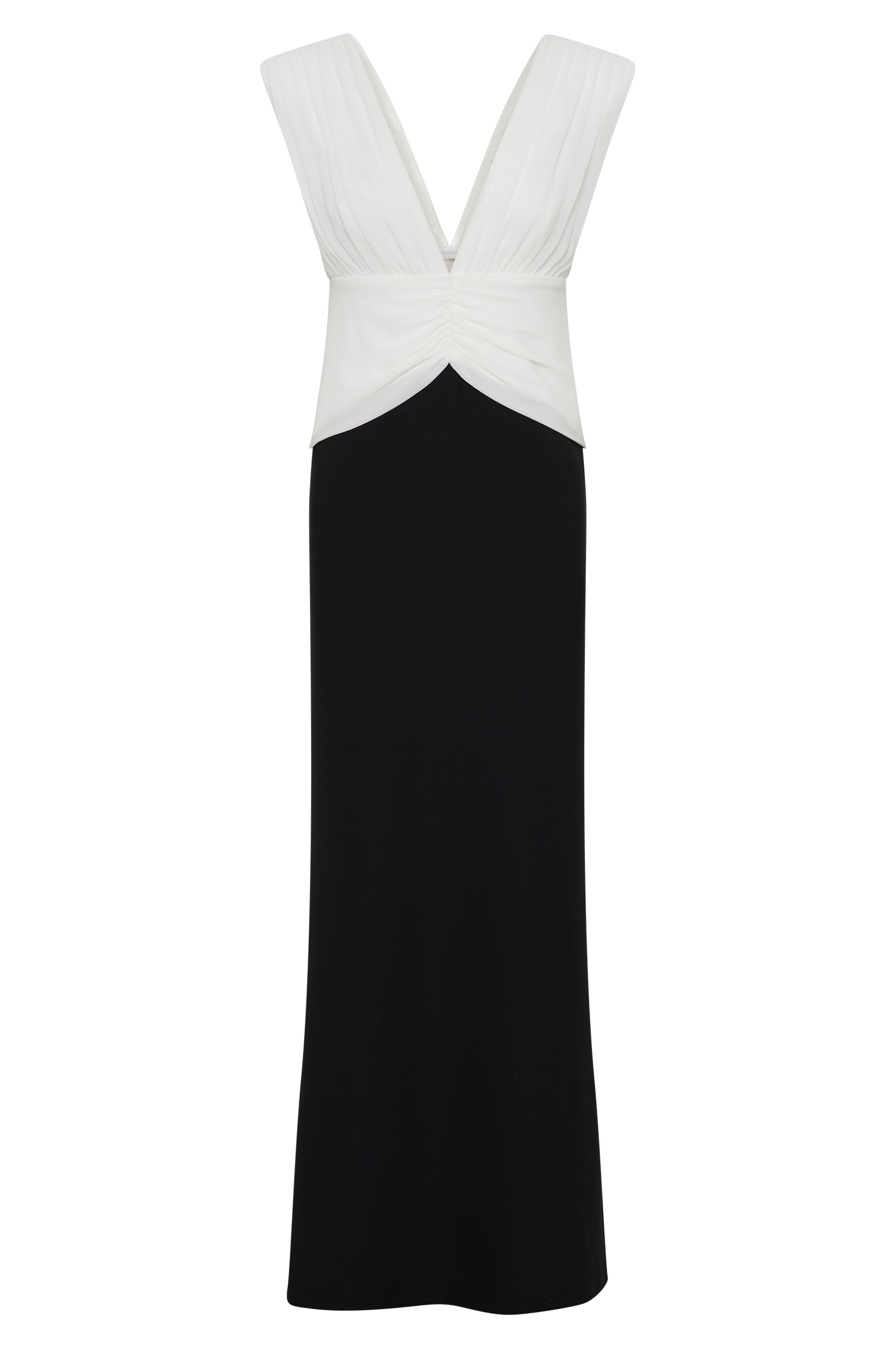 Elegant Black Contrast Maxi Dress with V Neckline | Monique