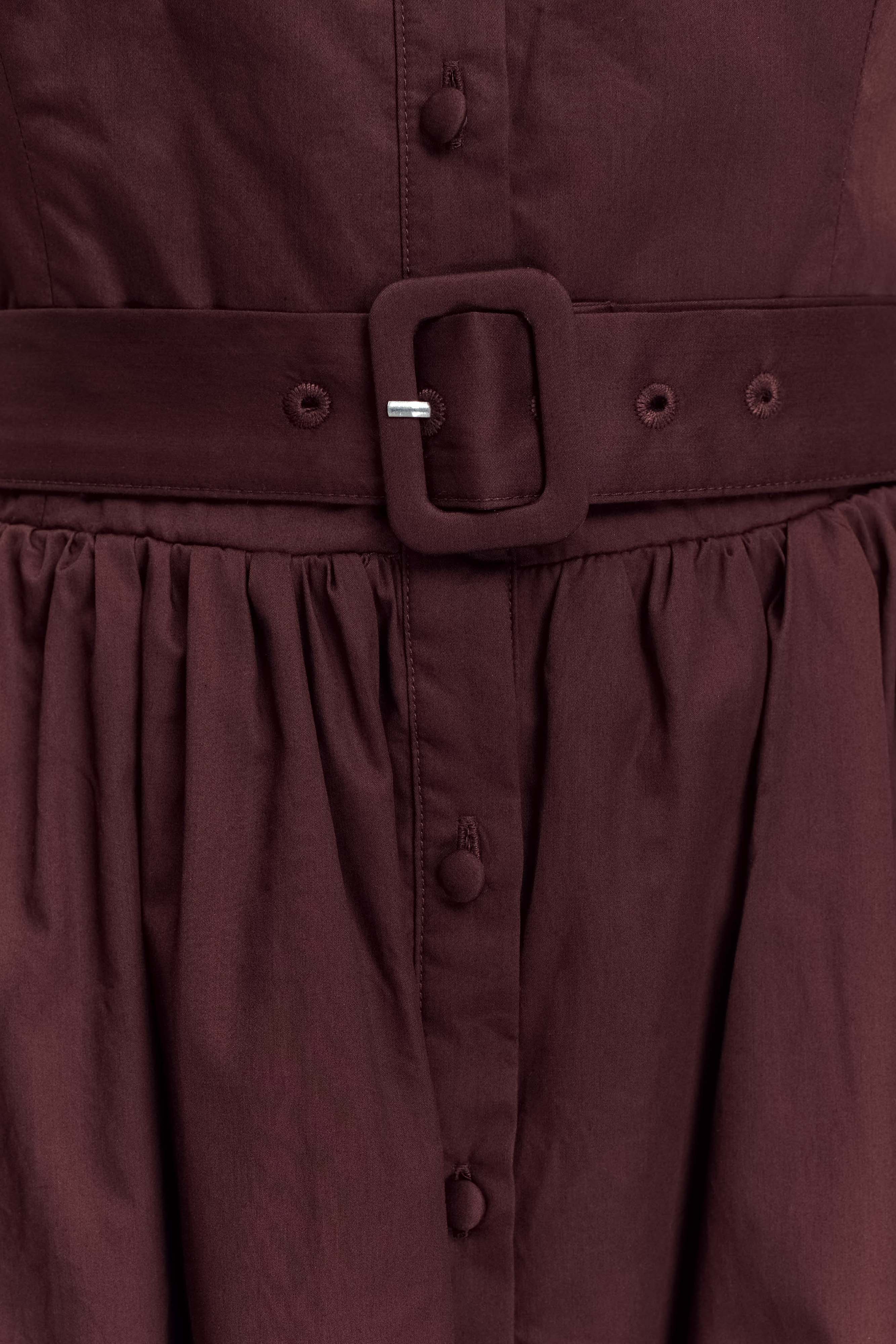Vintage Collared Midi Dress with Belt - Cindy | Halter Neck & A-Line Fit
