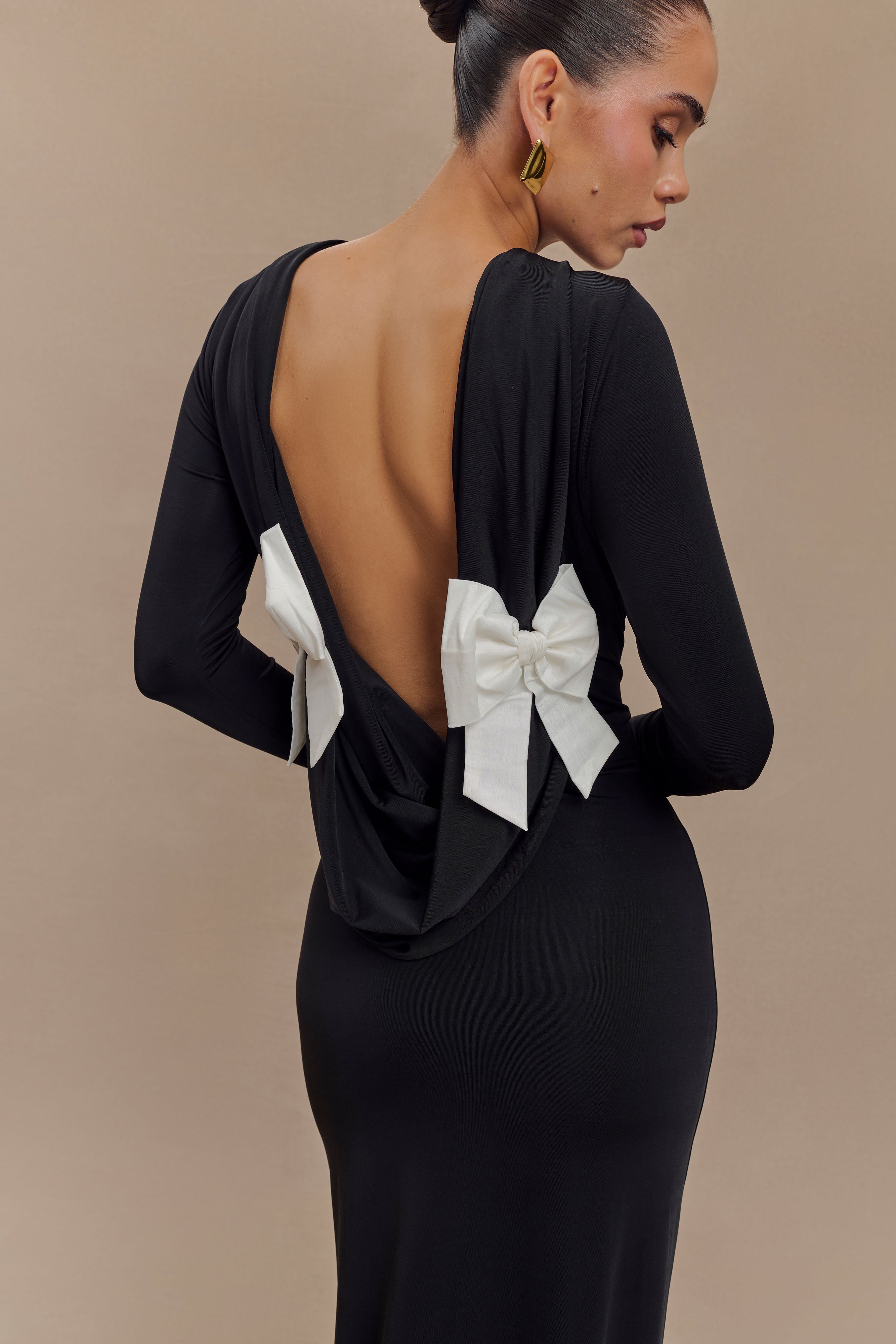 Long Sleeve Bodycon Maxi Dress with Cowl Neckline | Bennett