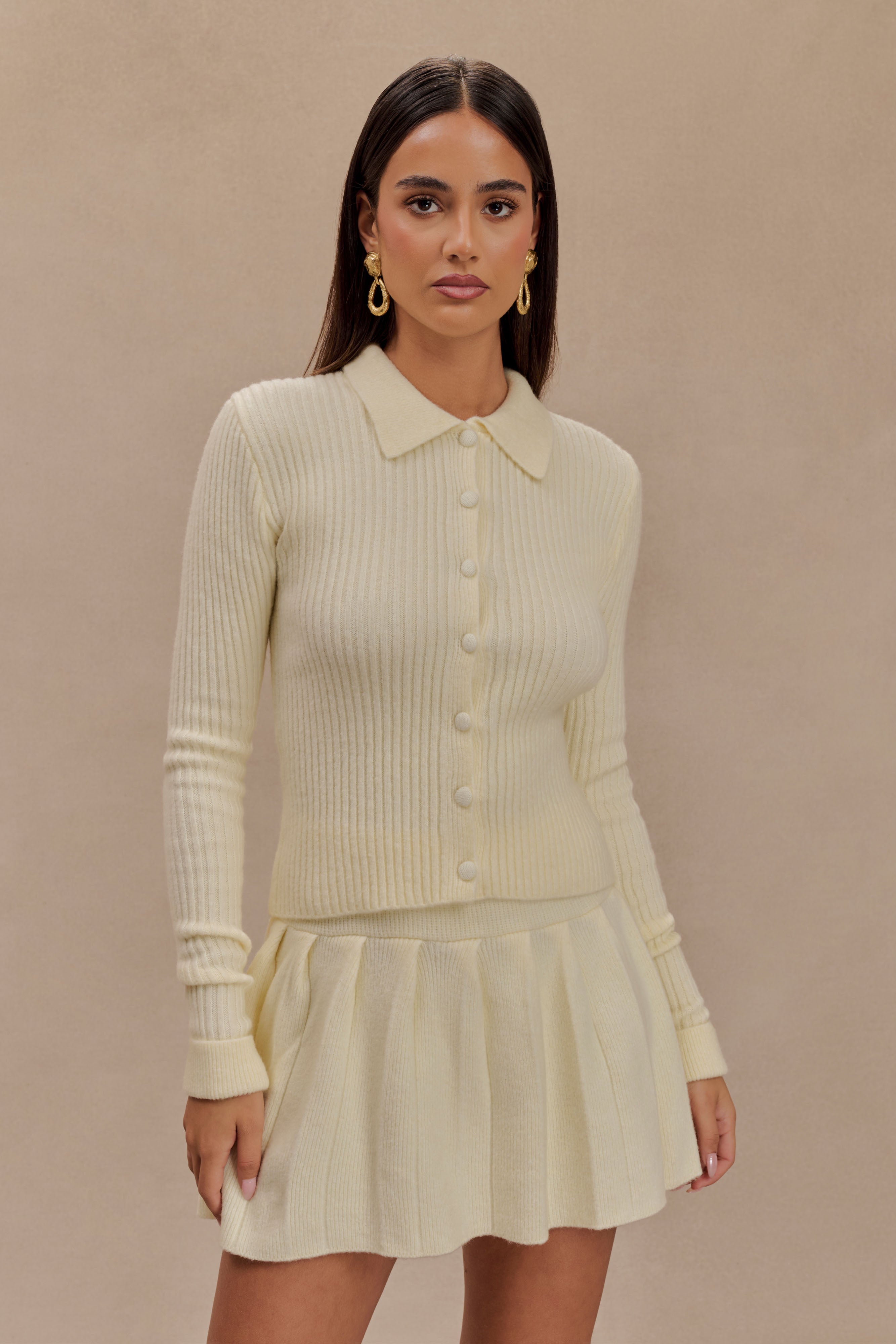Long Sleeve Button Cardigan for Women | Soft Knit & Ribbed Detail | Erin