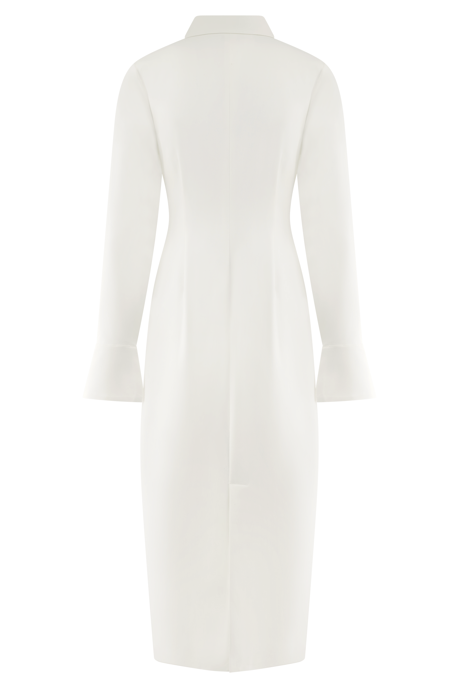 Fitted Shirt Midi Dress with Collar & Flared Cuffs | Dorian
