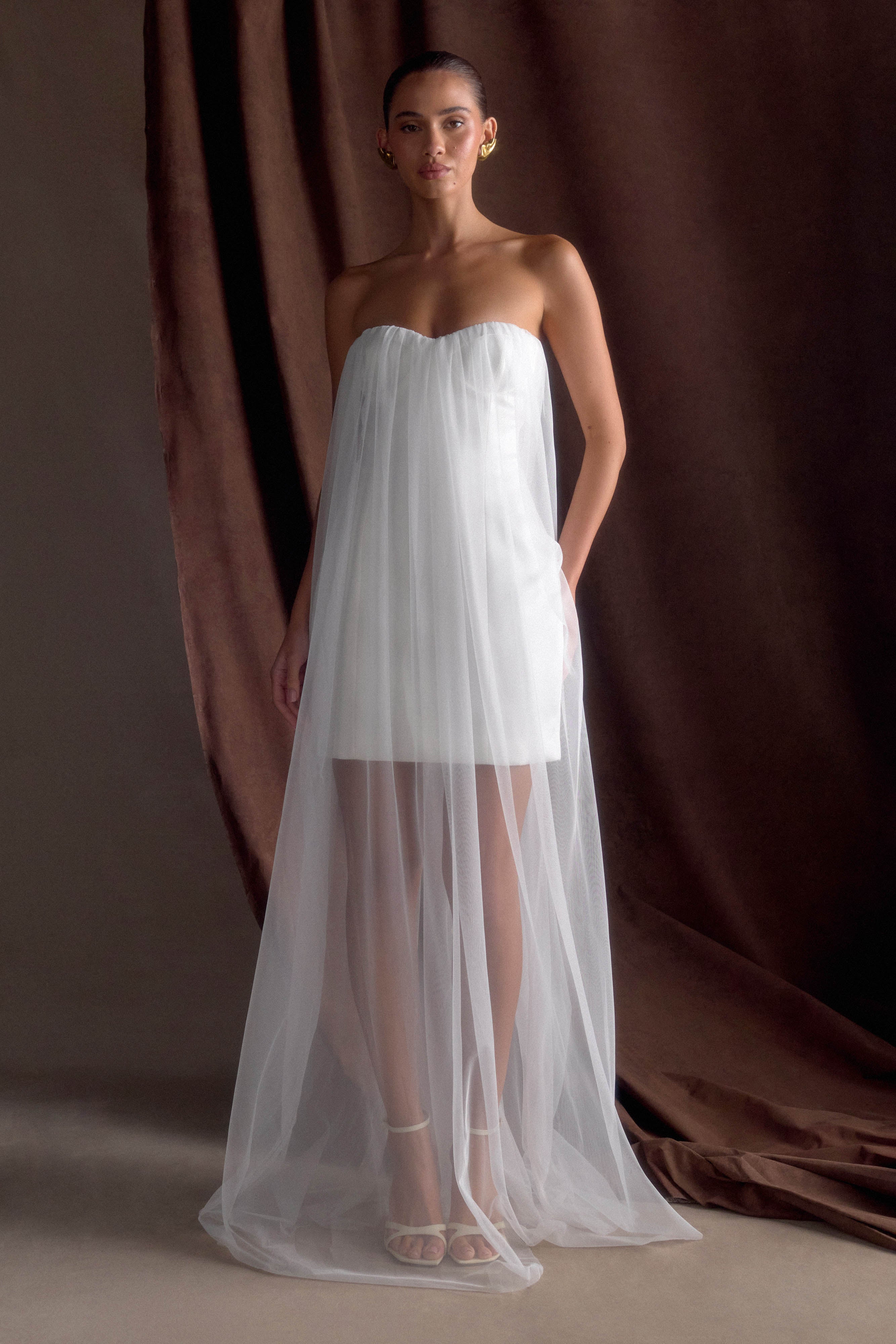 Strapless Chiffon Maxi Dress for Engagement Party | Bettany