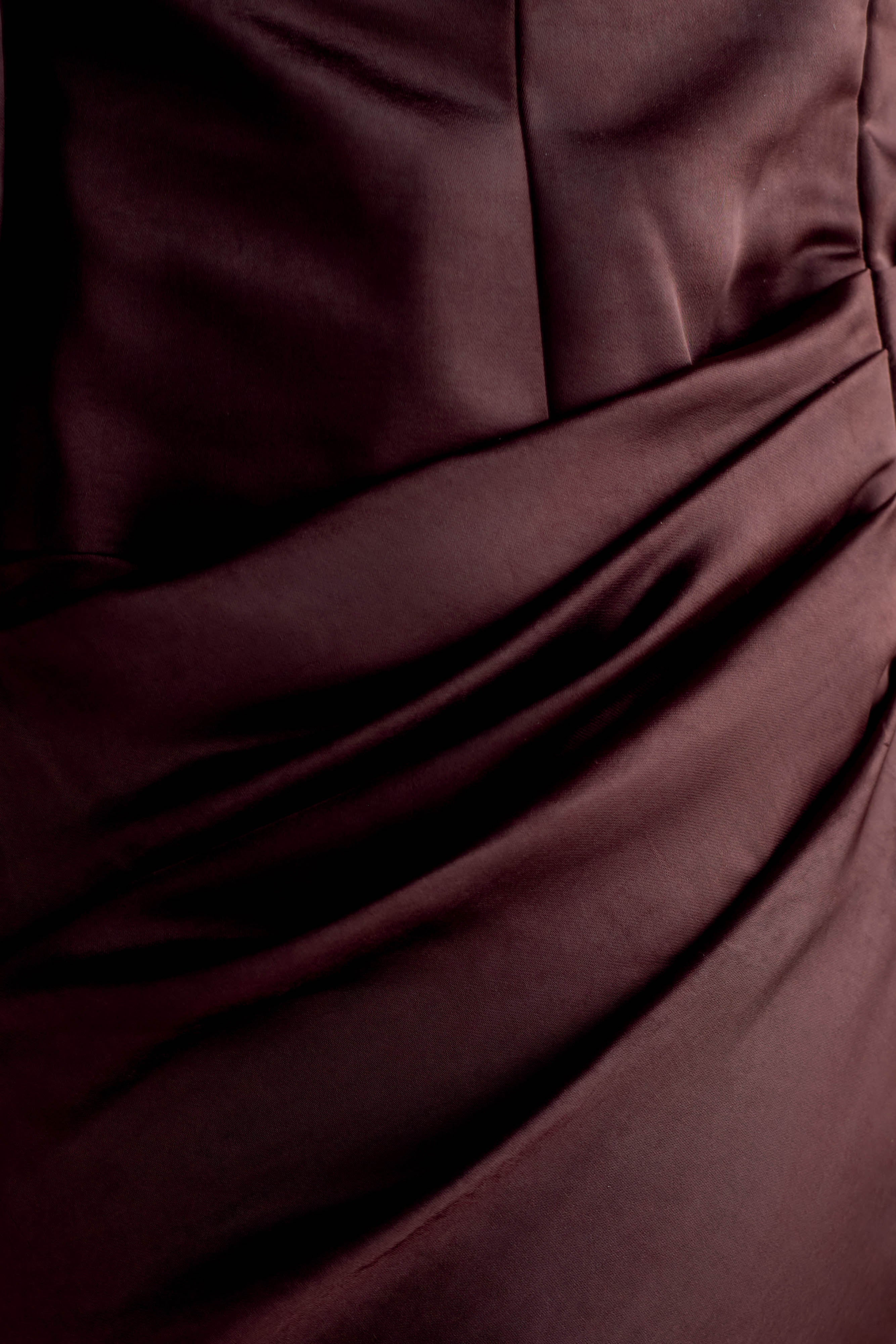 Elegant Long Sleeve Satin Maxi Dress with Boned Bodice | Iris