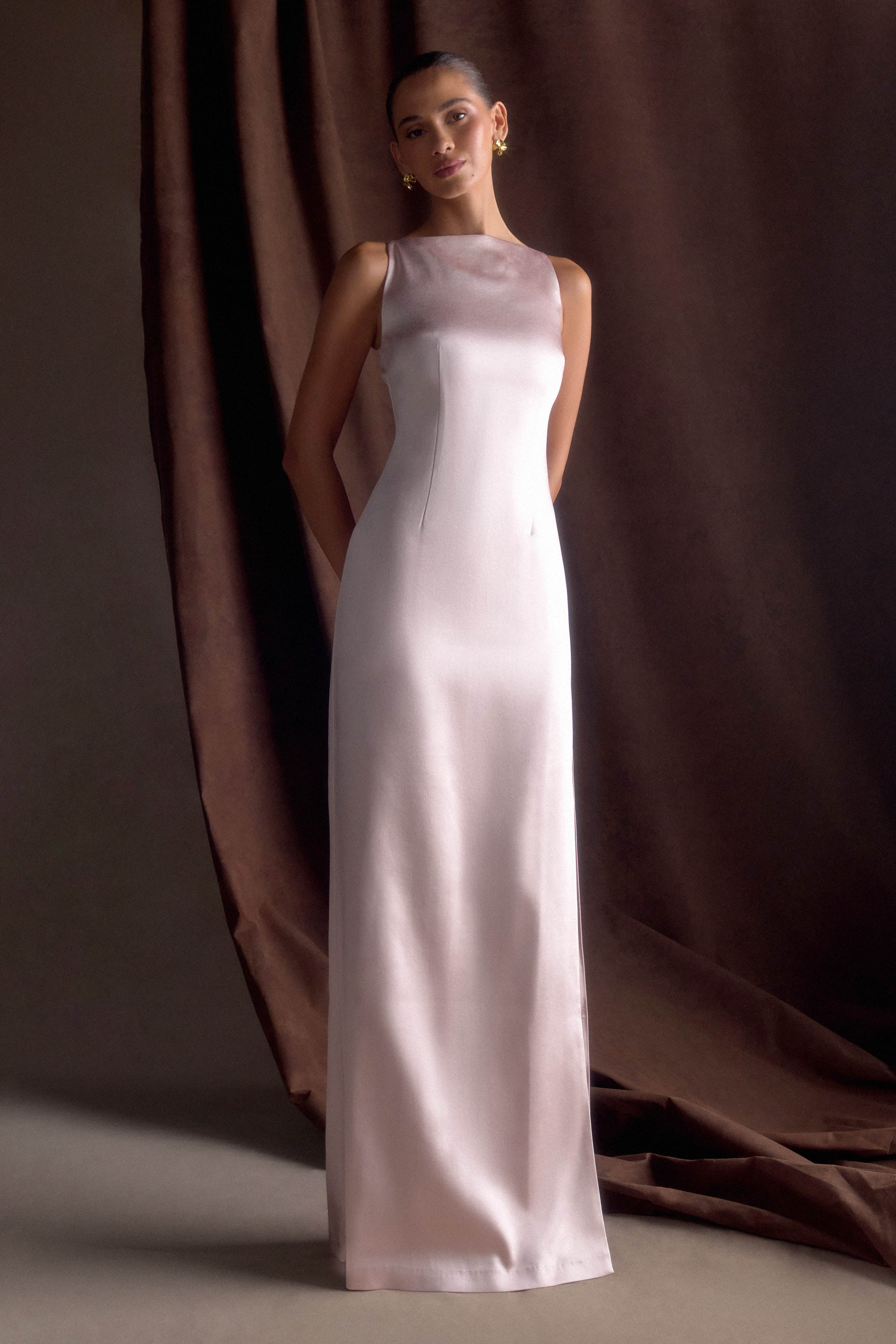 Satin Maxi Dress with Side Split for Formal Occasions | Violet