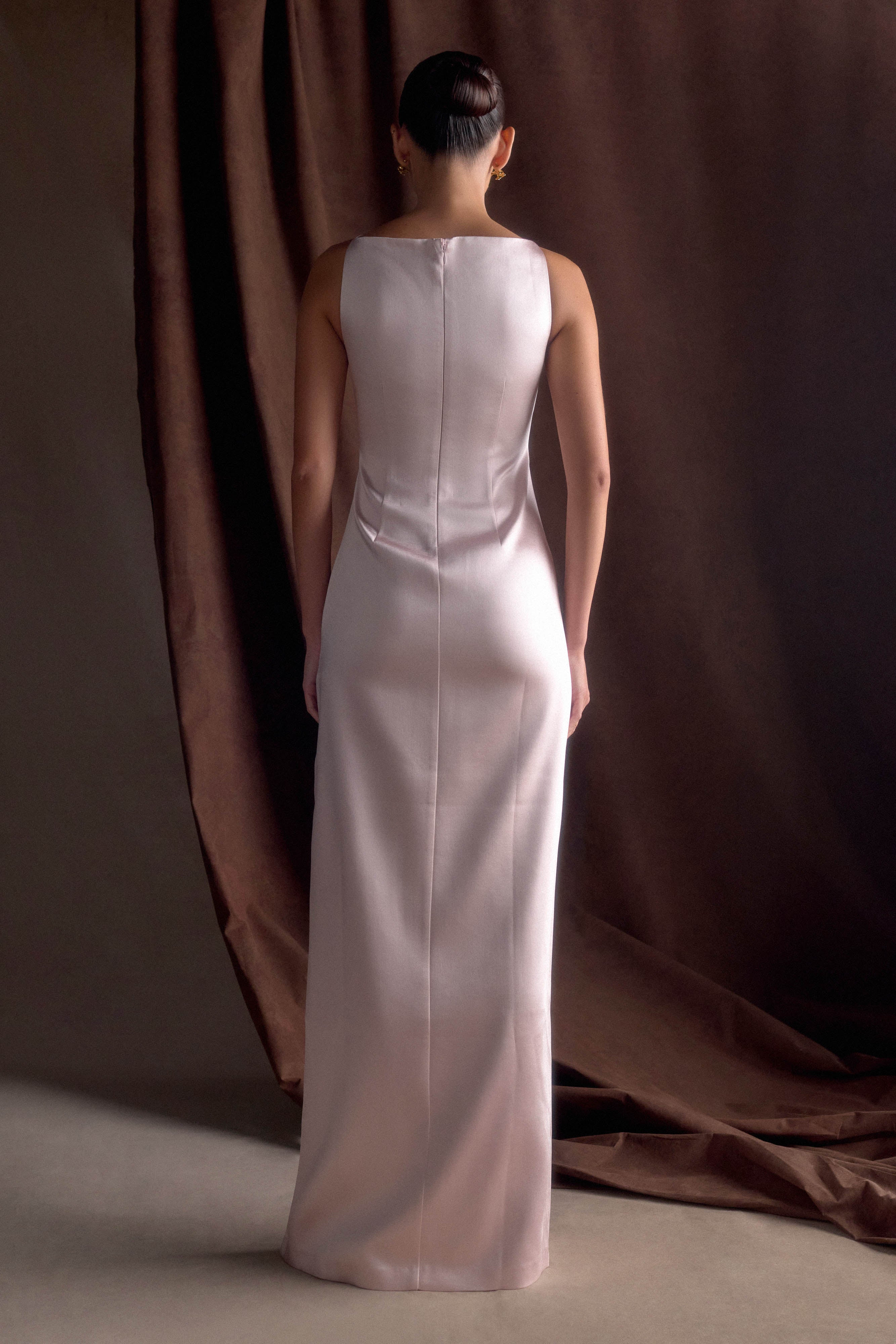 Satin Maxi Dress with Side Split for Formal Occasions | Violet