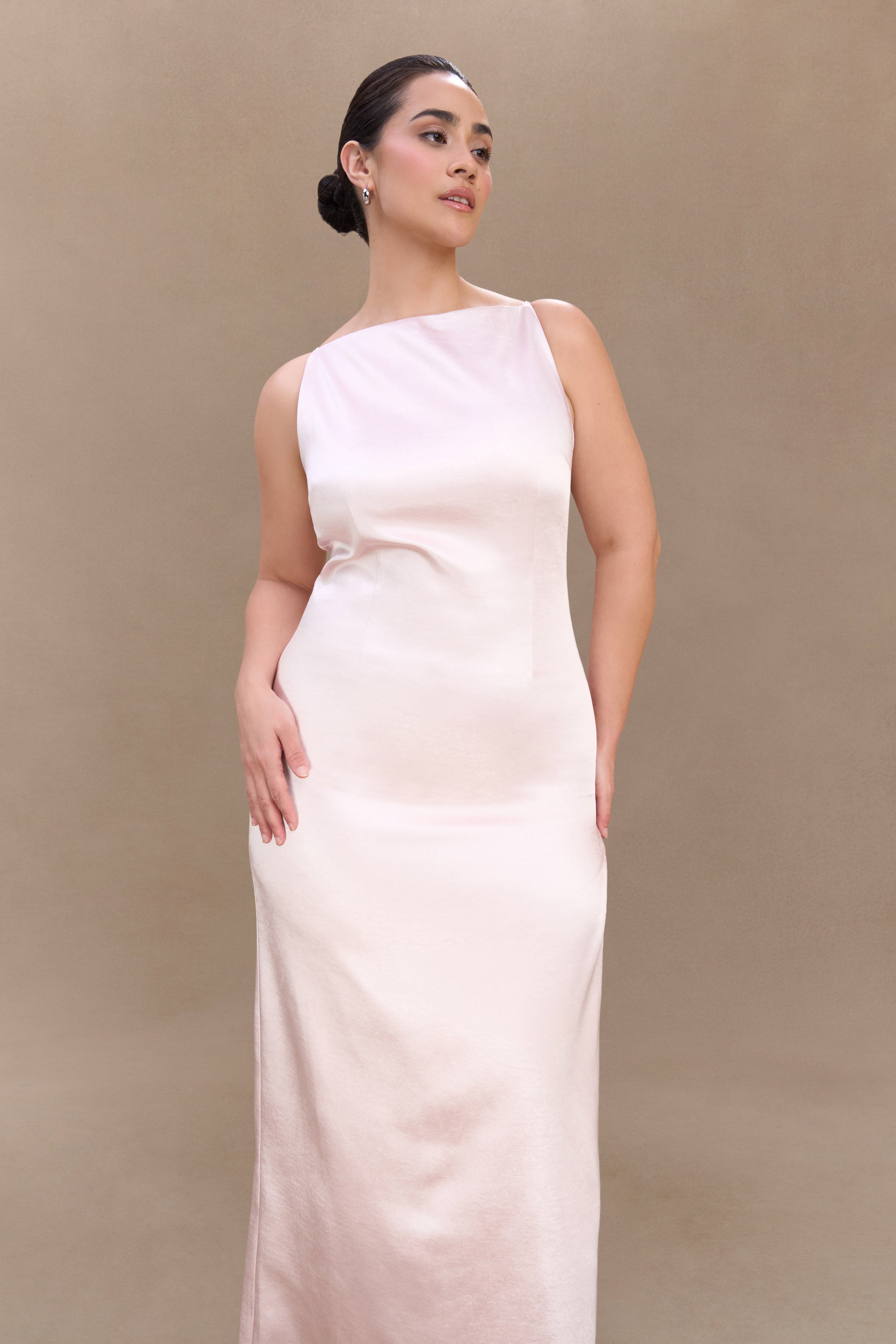 Satin Maxi Dress with Side Split for Formal Occasions | Violet