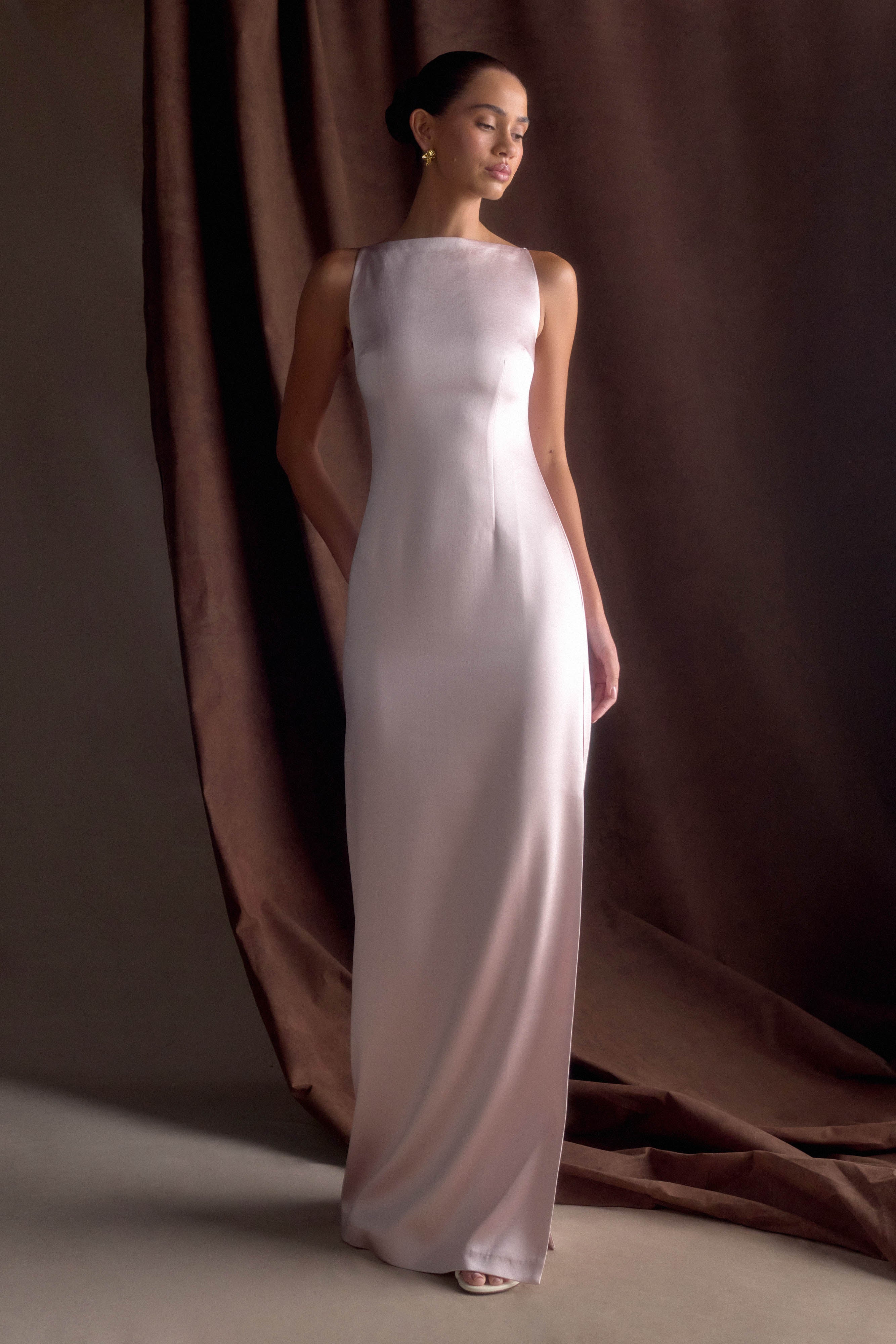 Satin Maxi Dress with Side Split for Formal Occasions | Violet