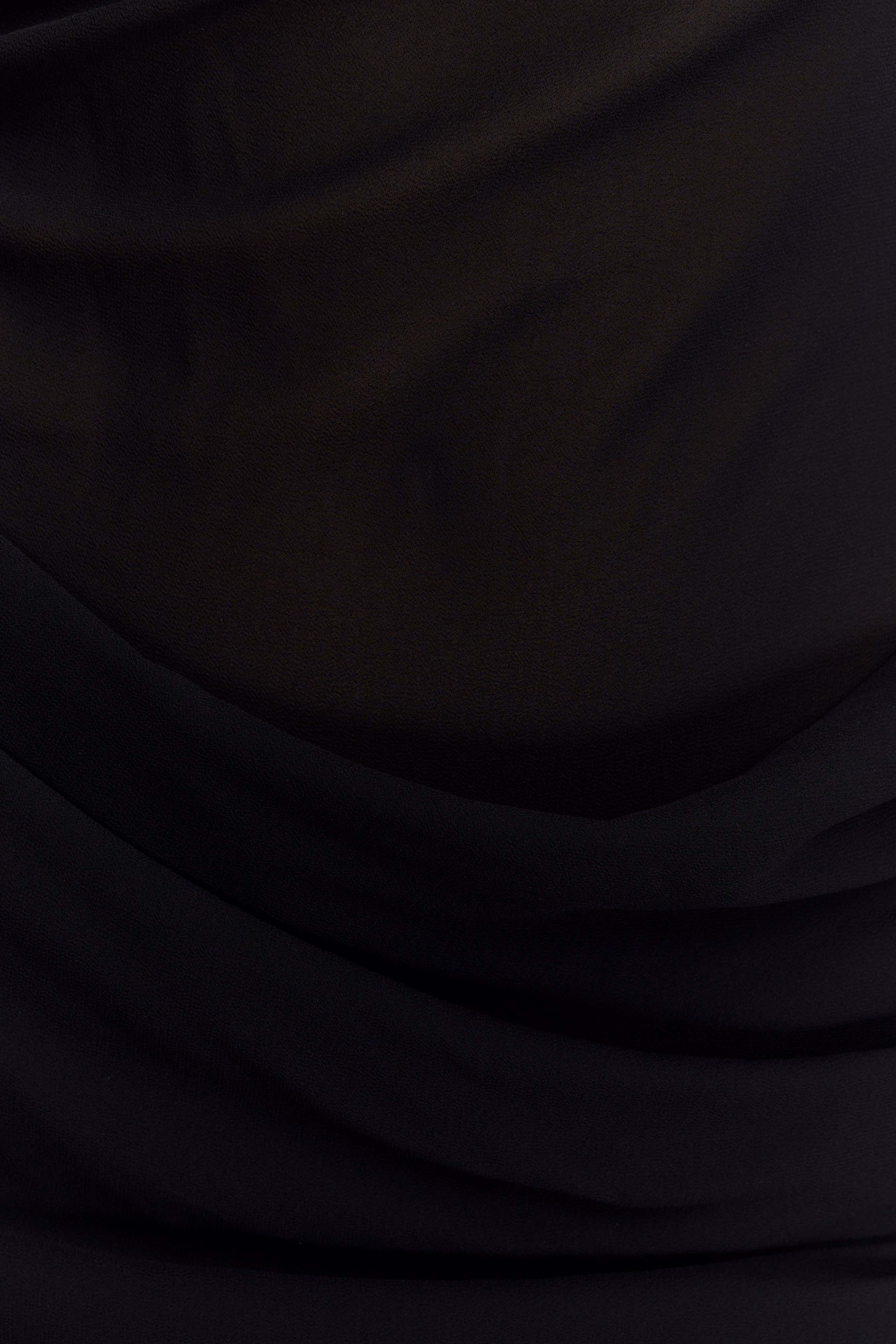 Chiffon Maxi Dress with Low Back & Draped Detail | Daria Black