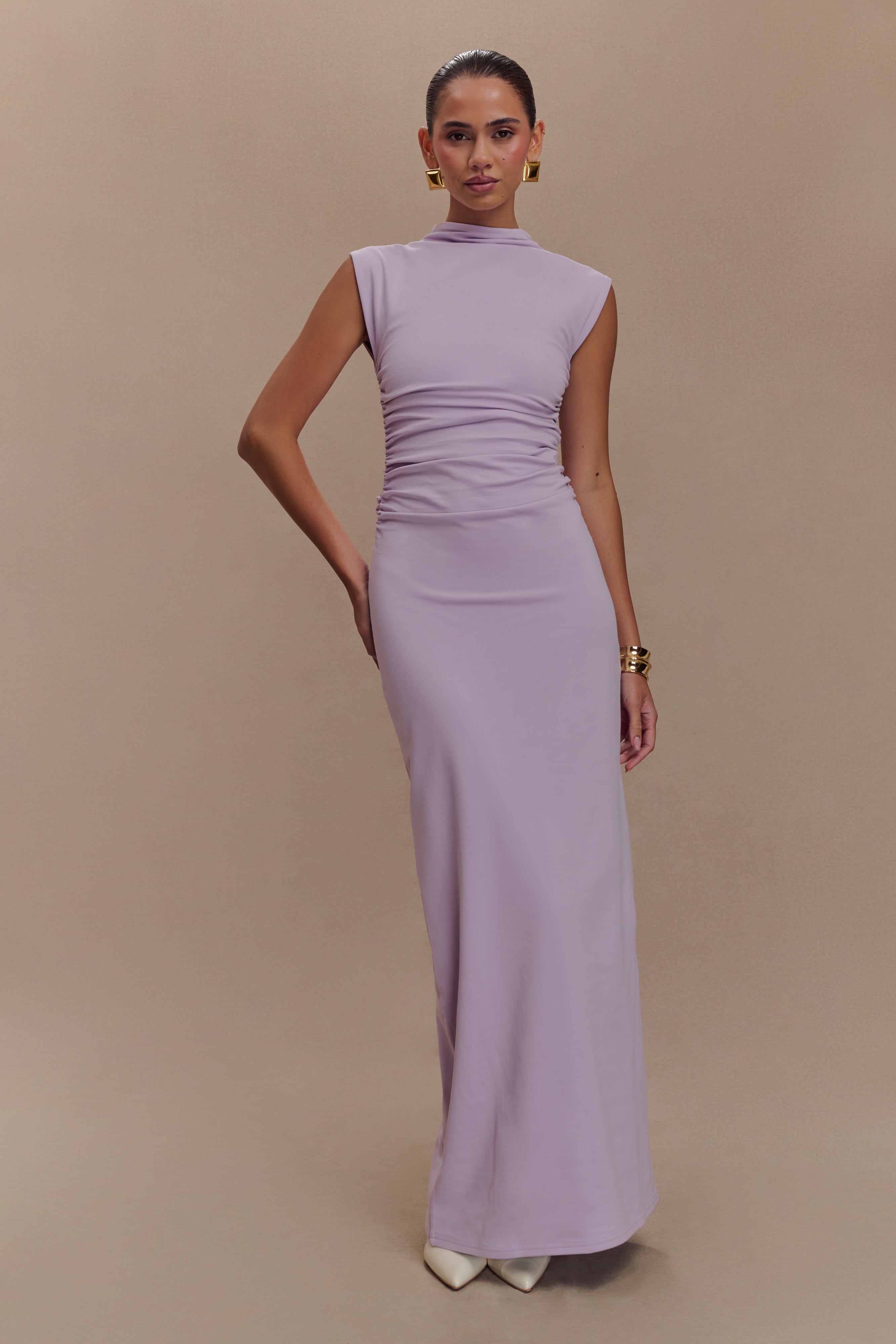 High Neck Sleeveless Maxi Dress for Formal Occasions | Elliot Lilac