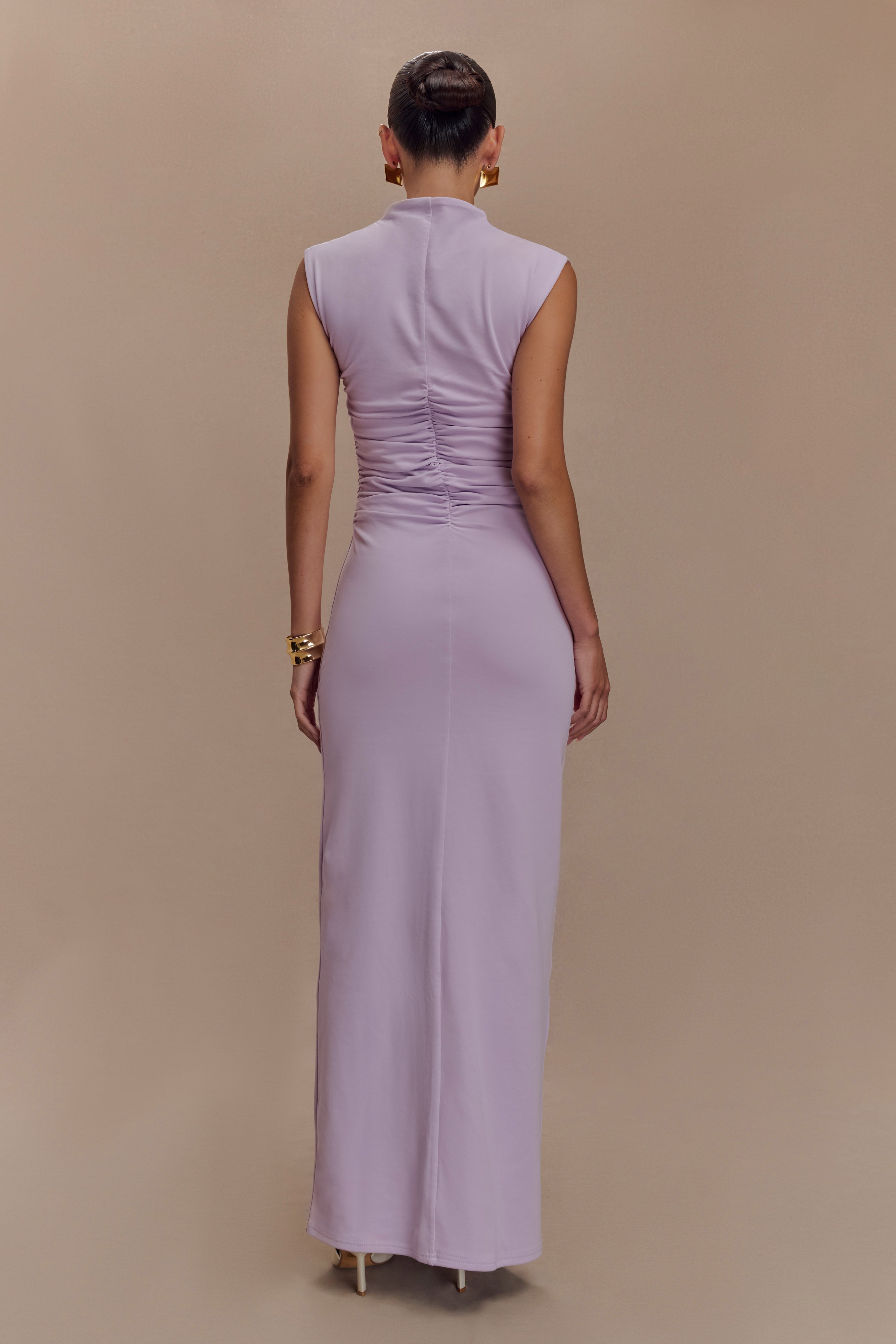 High Neck Sleeveless Maxi Dress for Formal Occasions | Elliot Lilac