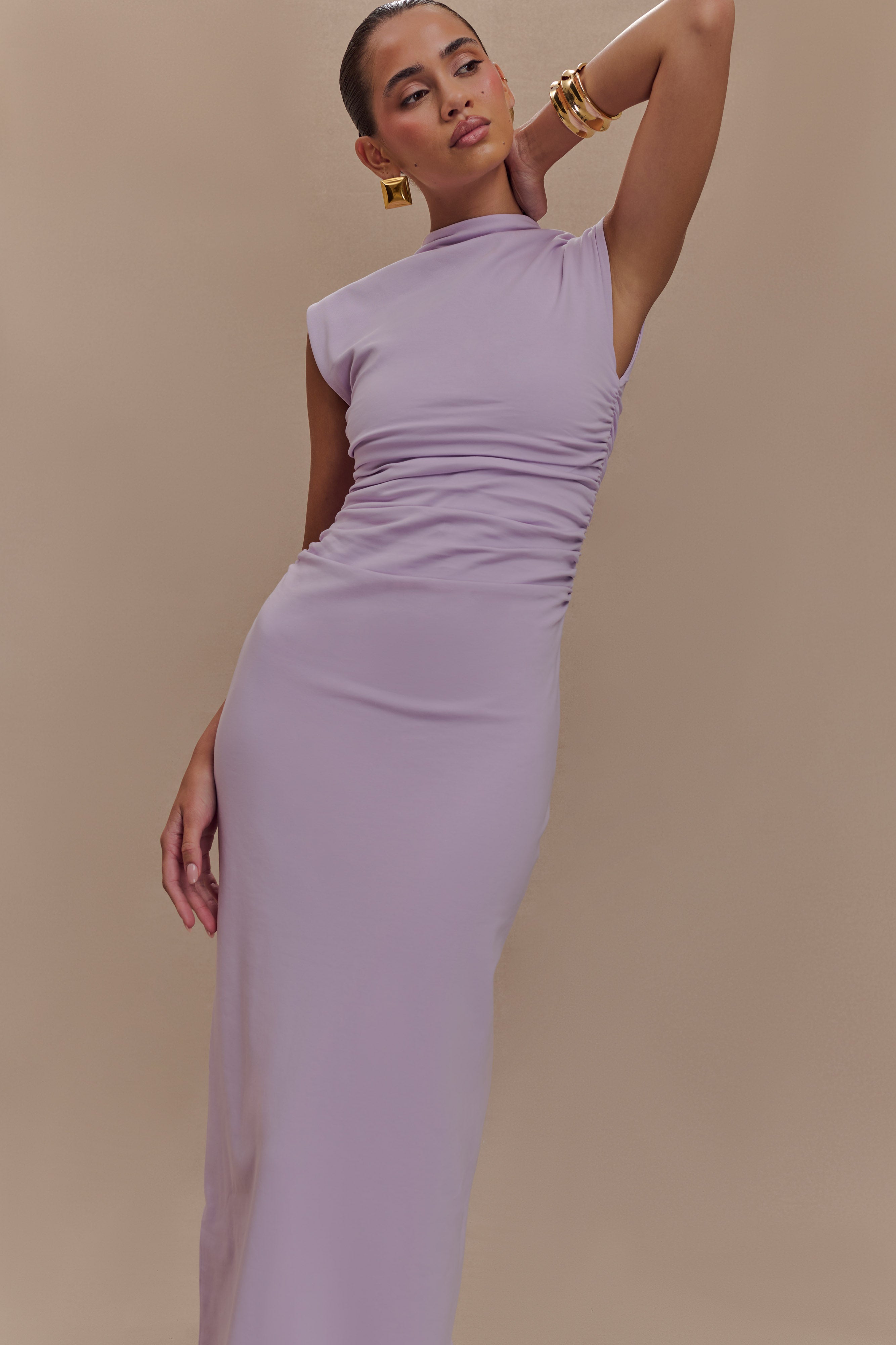 High Neck Sleeveless Maxi Dress for Formal Occasions | Elliot Lilac