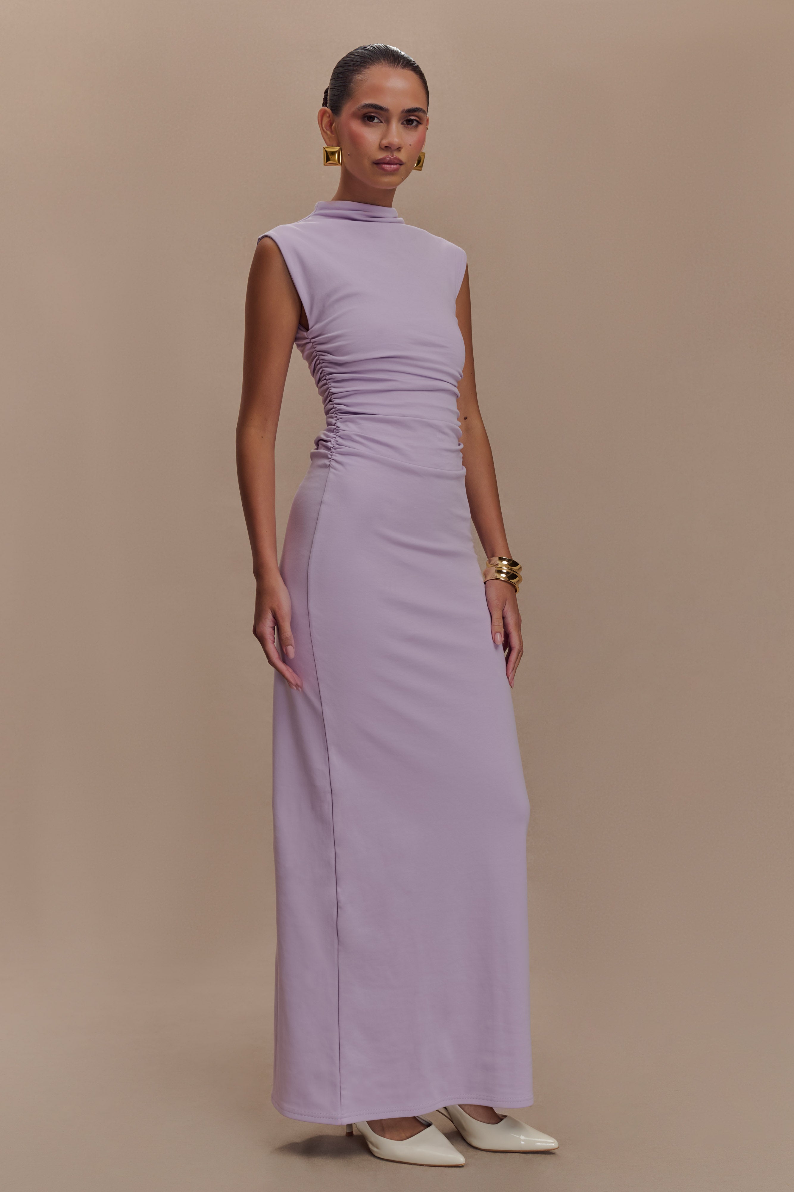 High Neck Sleeveless Maxi Dress for Formal Occasions | Elliot Lilac