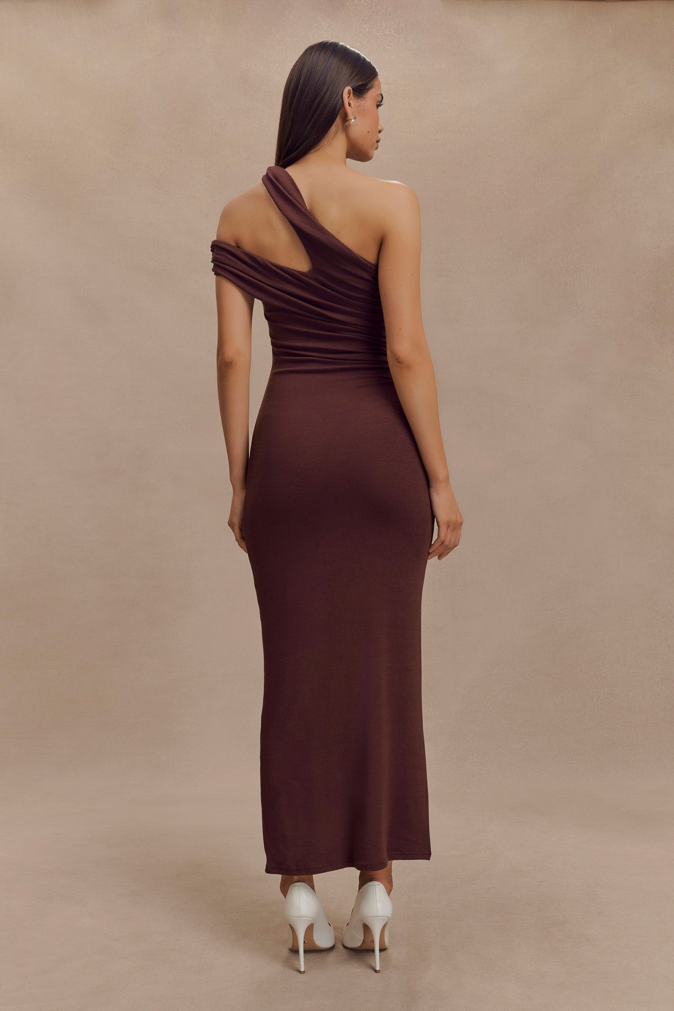 One Shoulder Modal Midi Dress with Ruching | Anastasia