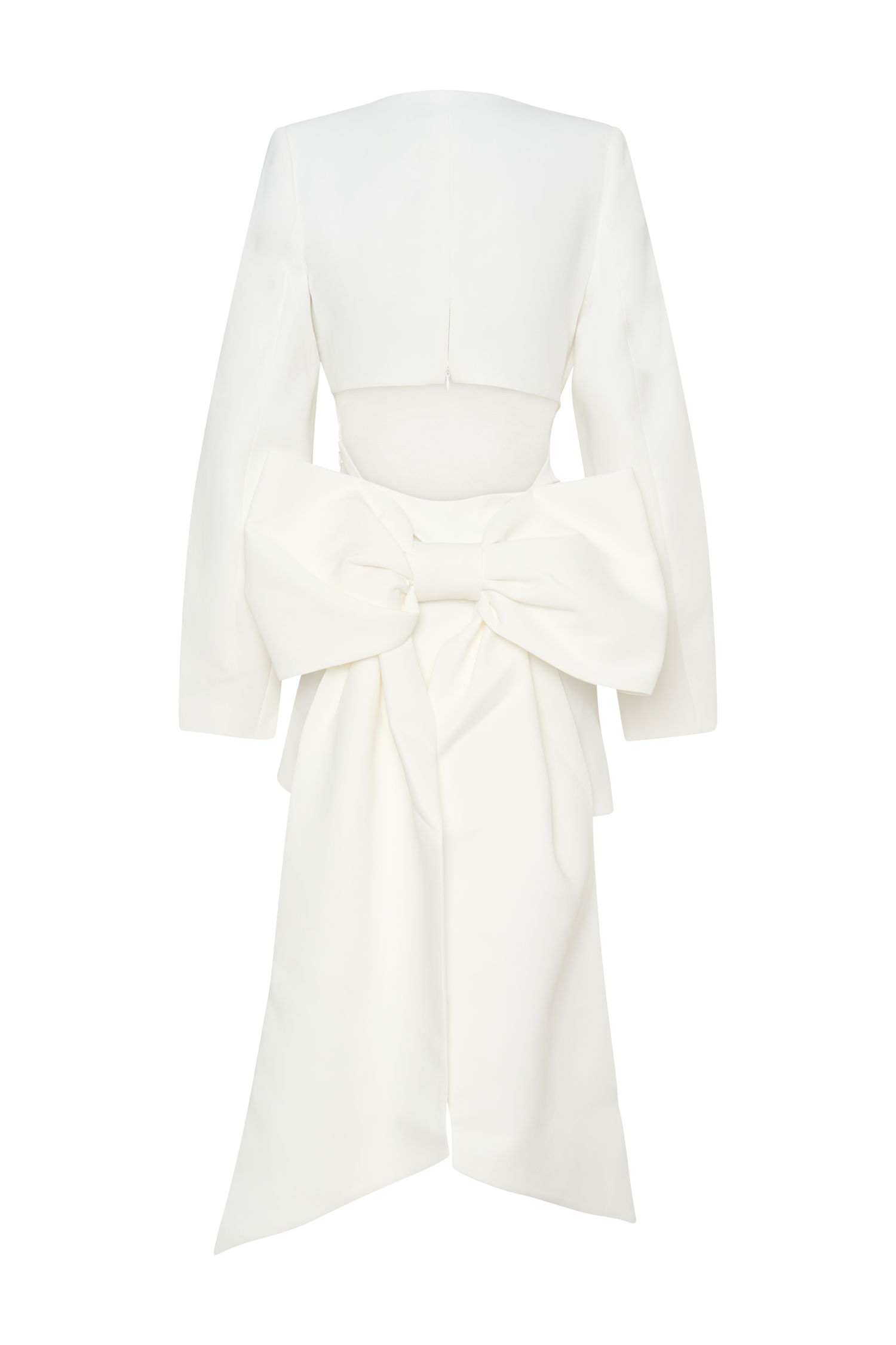 Elegant Ivory Mini Dress with Bow Detail & Plunge Neckline | Rosanna