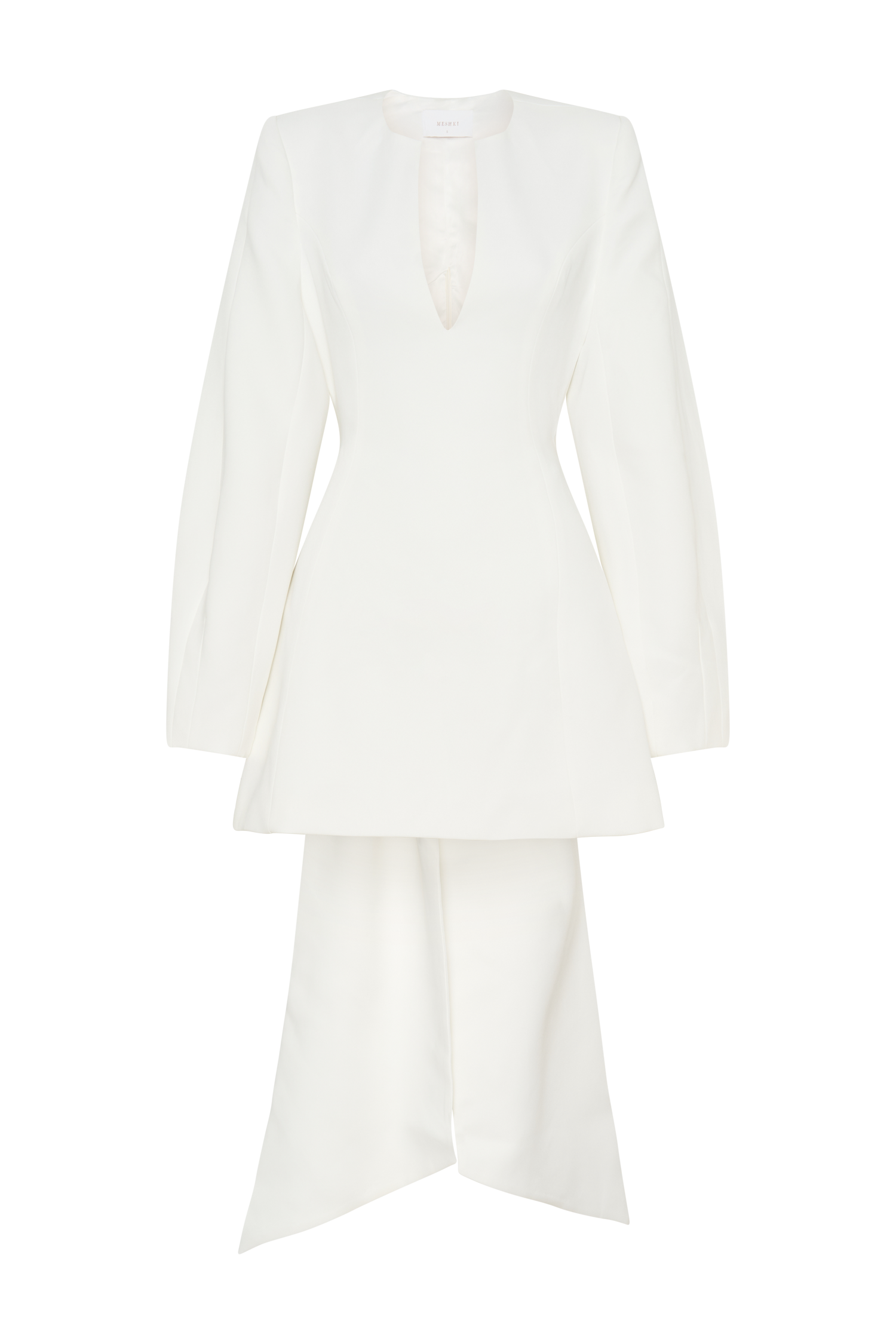Elegant Ivory Mini Dress with Bow Detail & Plunge Neckline | Rosanna