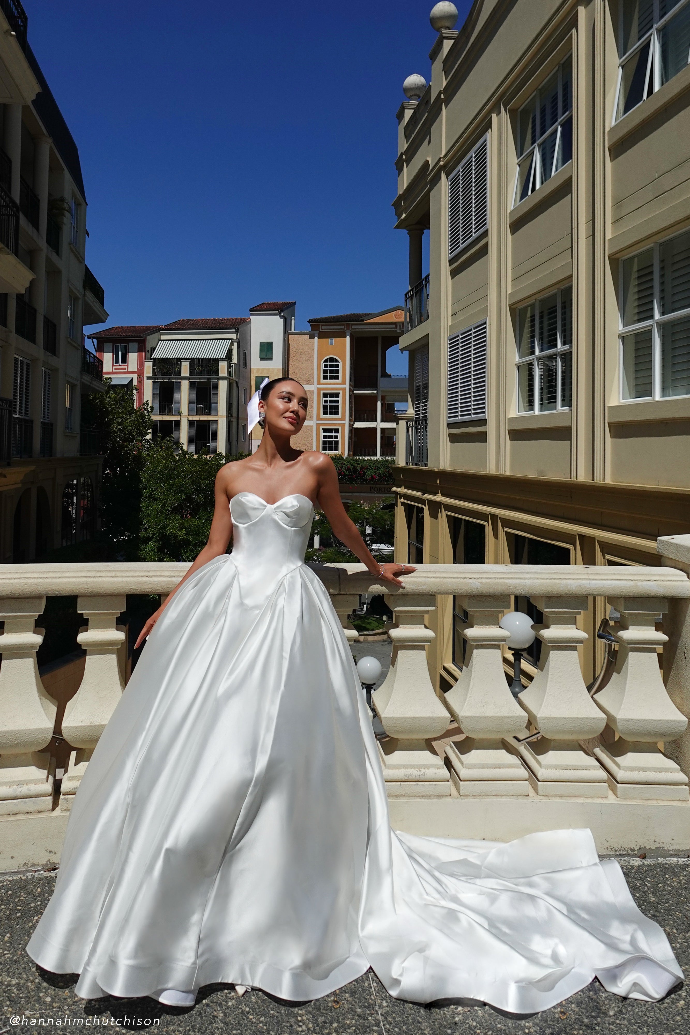 Strapless Satin Wedding Gown with Corset Bodice | Delphine