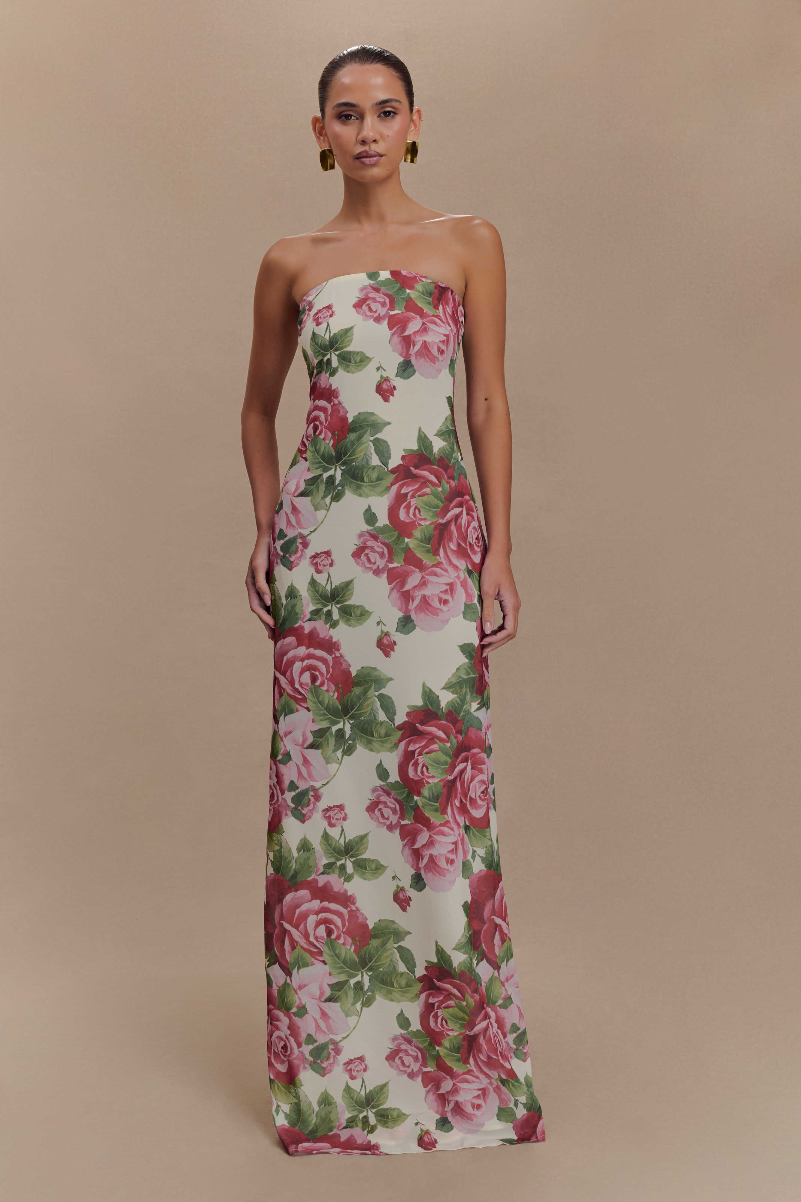 Strapless Chiffon Maxi Dress for Formal Events | Sonia Rose Print