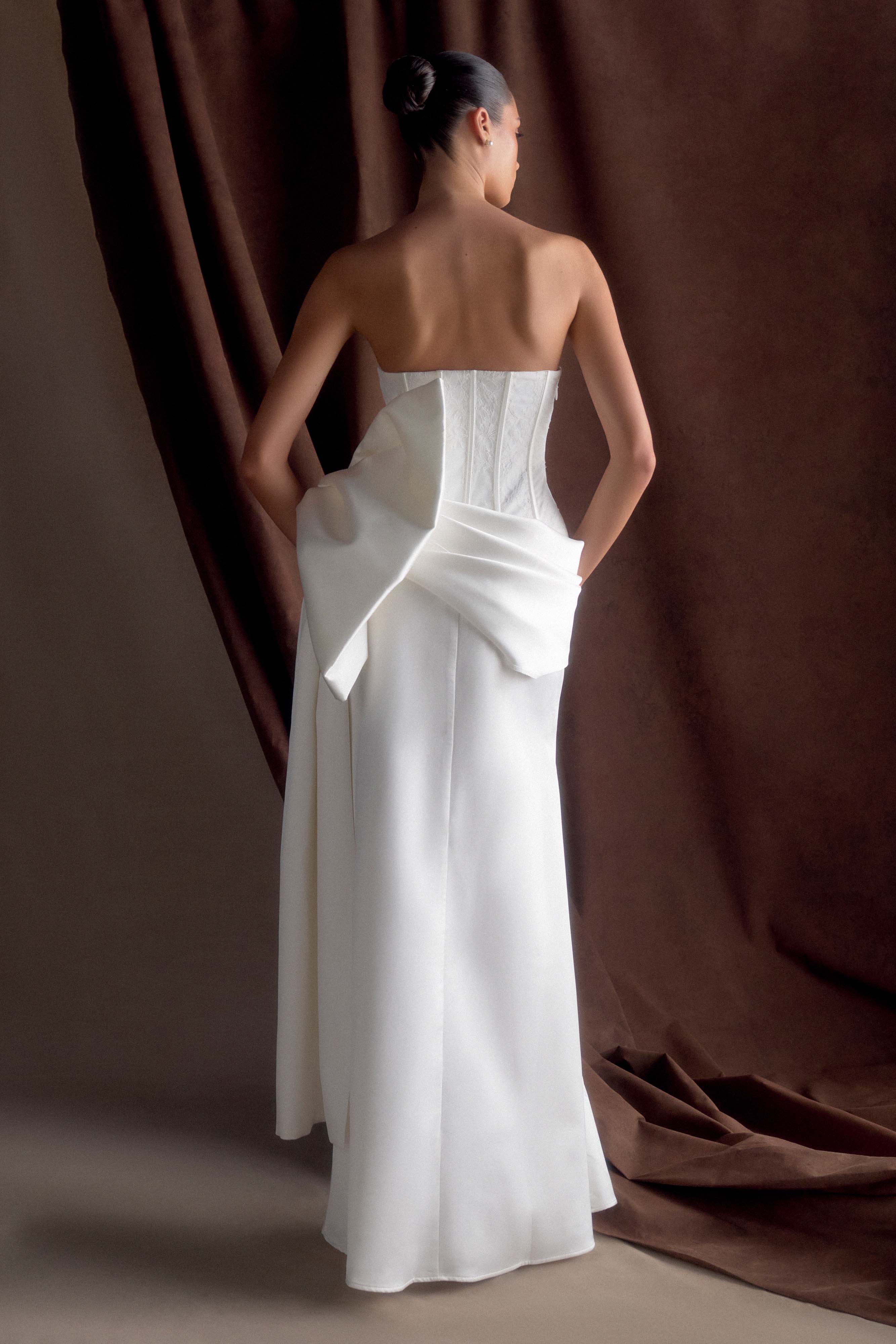 White Satin Corset Gown for Weddings & Black-Tie Events | Galia