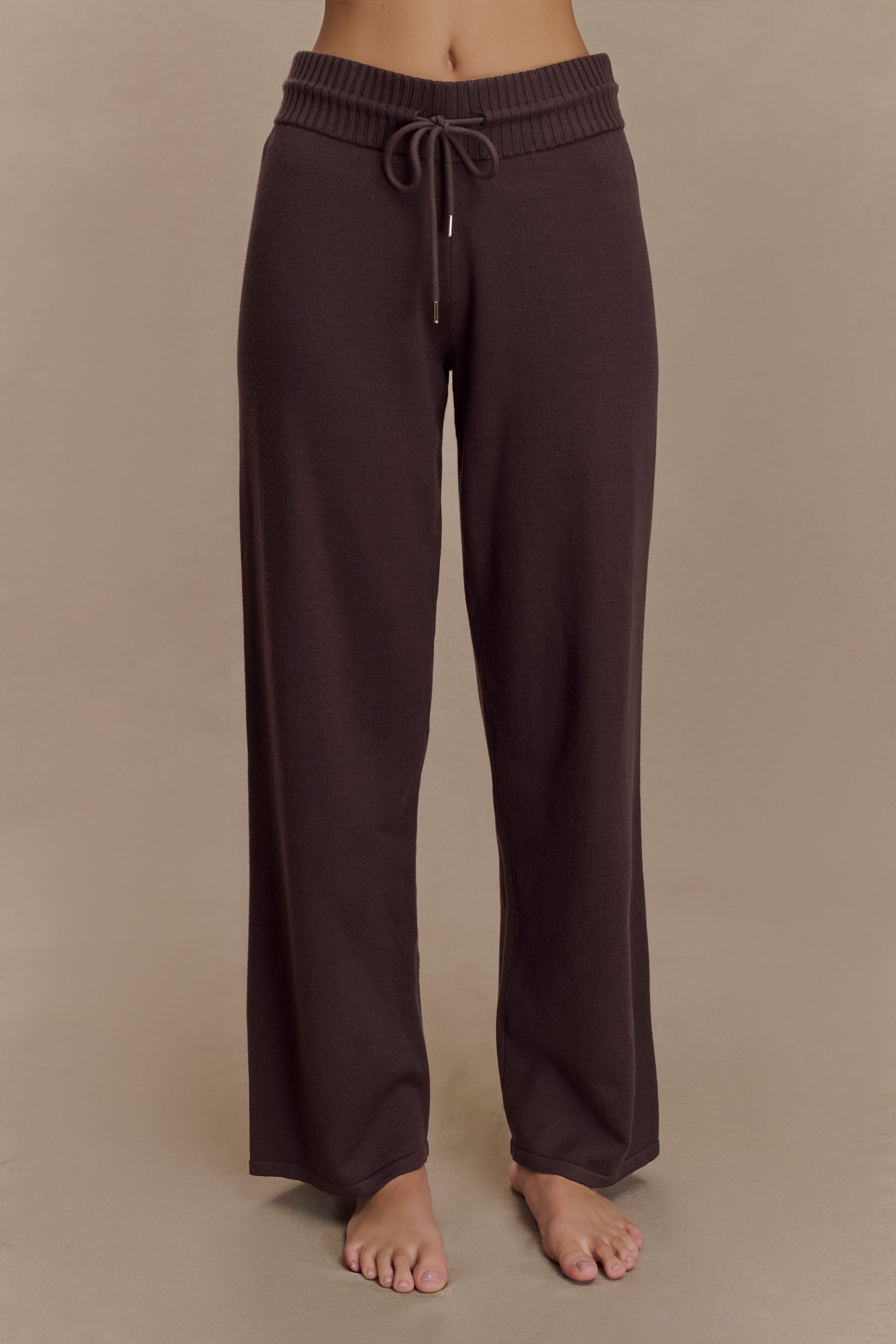 Knit Wide Leg Pants for Women - High Waisted & Adjustable | Natalya