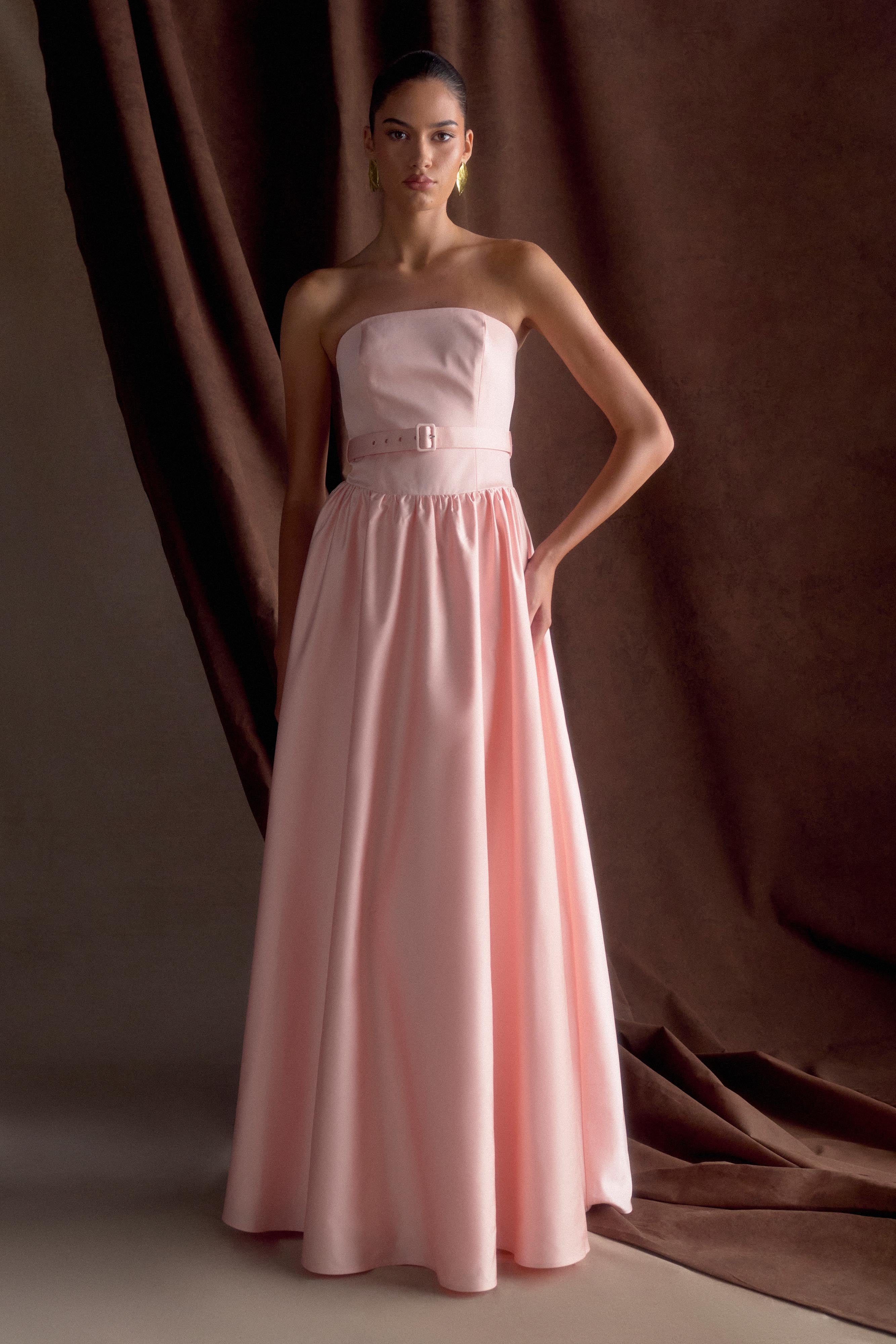 Strapless Maxi Dress with Belt for Weddings & Special Occasions | Florence