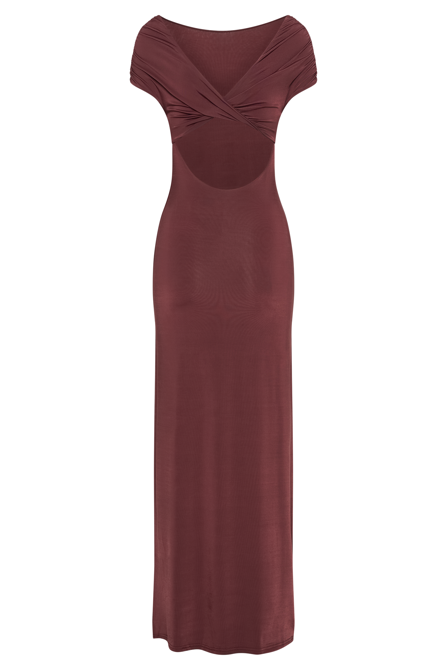 Off Shoulder Slinky Maxi Dress with Bardot Neckline | Imogen