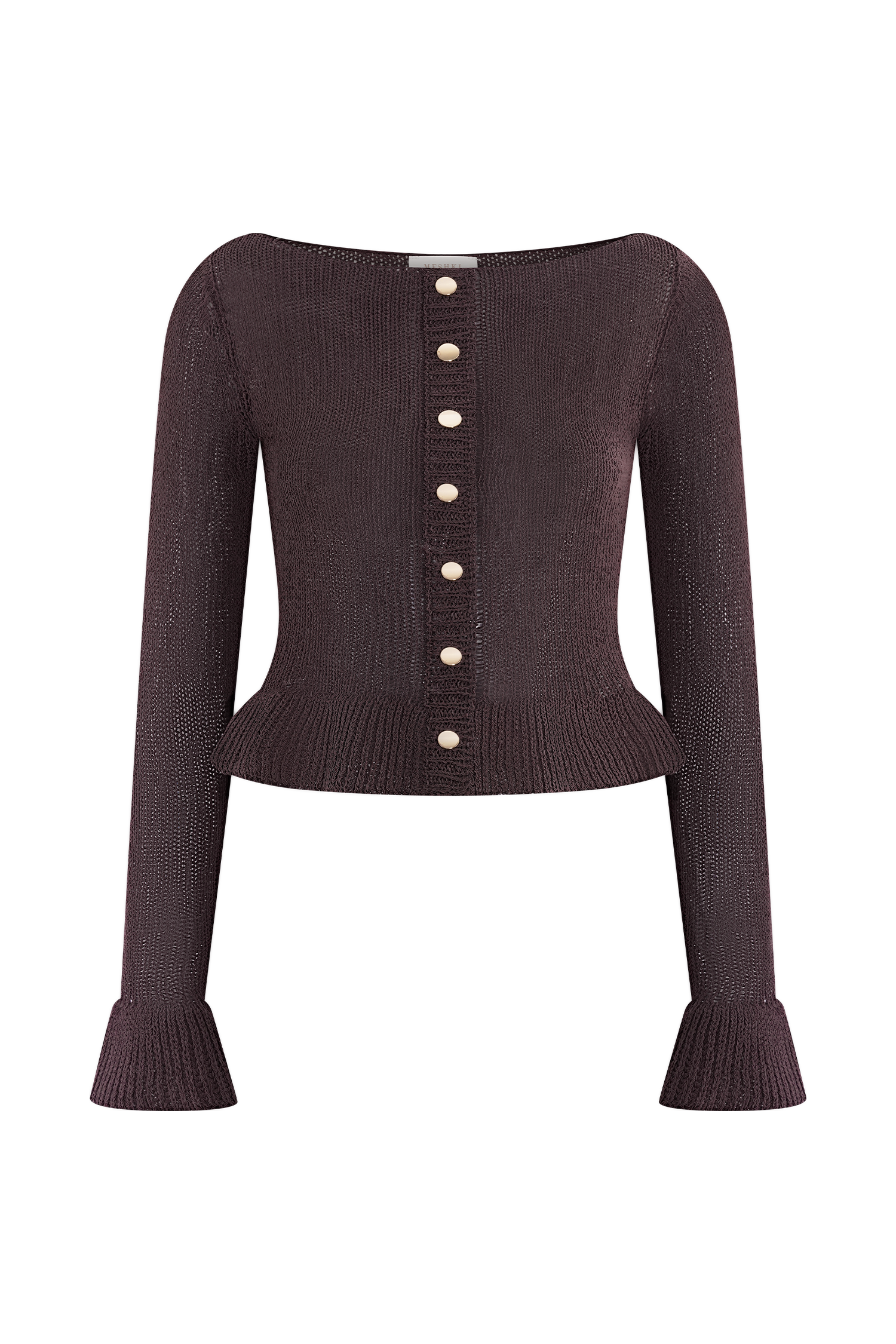 Knit Frill Cardigan with Ruffled Hems & Shell Buttons | Eleanor