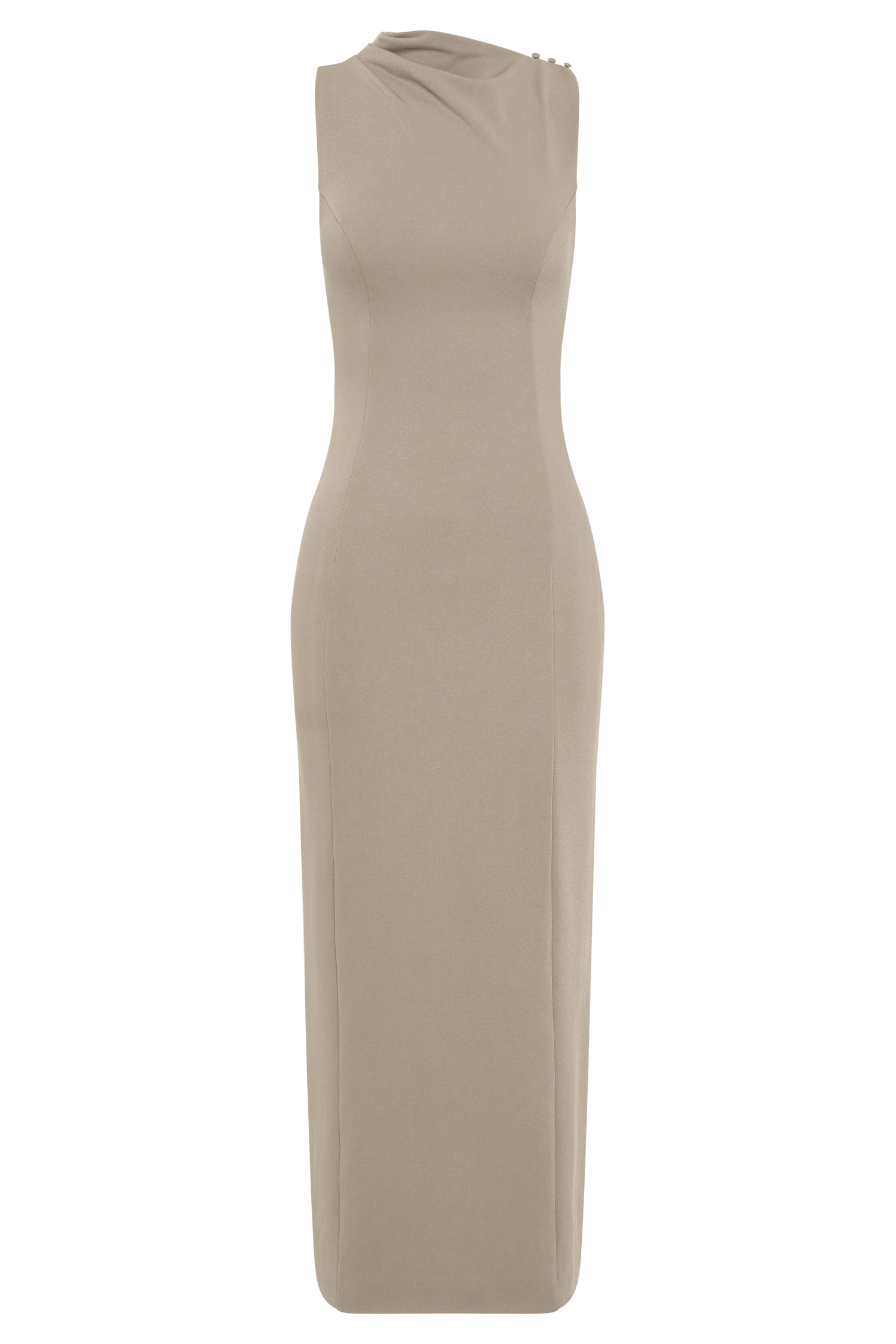 Elegant Draped Crepe Midi Dress with Asymmetrical Neckline | Taylor