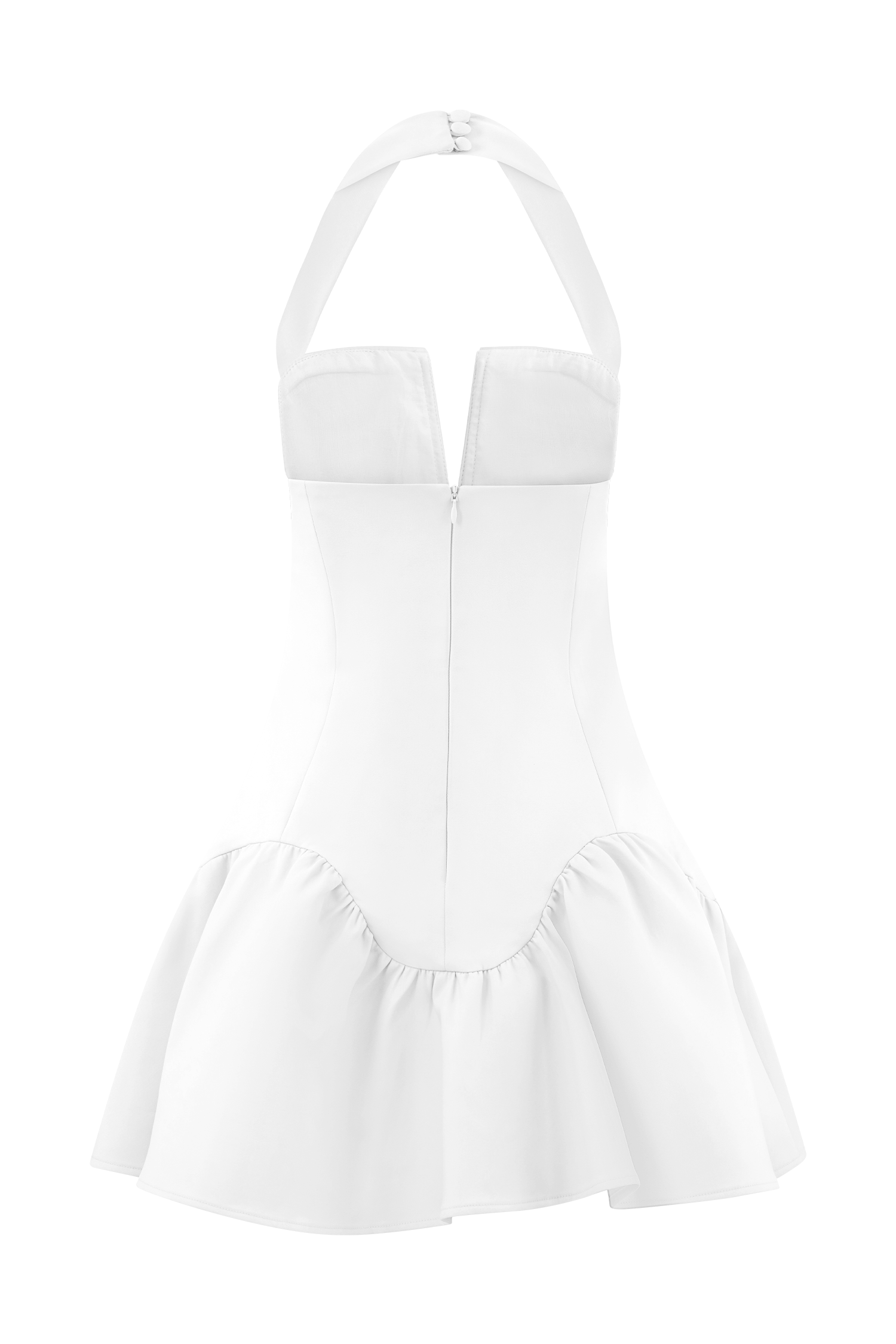 White Halter Mini Dress with V-Split Detail | Calipso