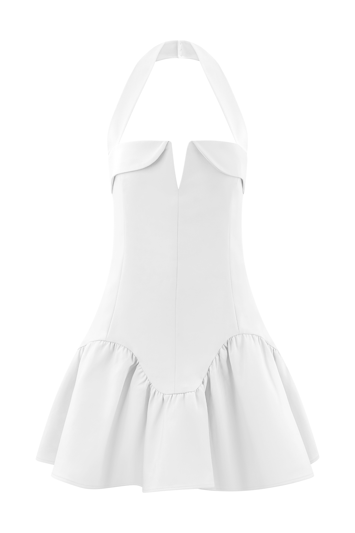 White Halter Mini Dress with V-Split Detail | Calipso